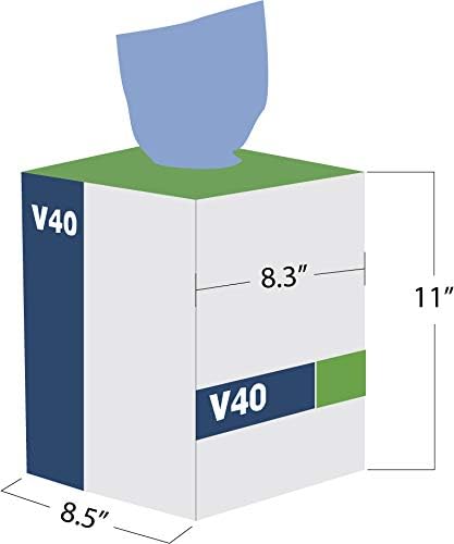 TaskBrand N-V040CGB Blue V40 Value Series Center Pull Wiper Sheets, All-Purpose Disposable Cleaning Towels, 10 x 11.5 Inches, Blue, Roll of 200