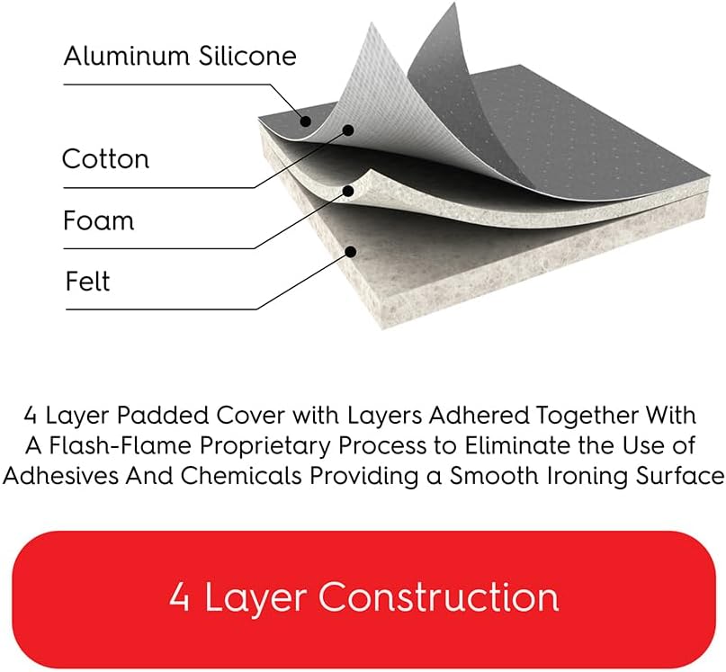 TIVIT Ironing Board Cover 15 x 54, Made in Italy. Pro Grip Pad Covers w/3 Fastener Straps & Pull Bungee Cord - Durable Scorch & Stain Resistant Padded Layers, Heat Reflective AlumiTek PRO Top Coat