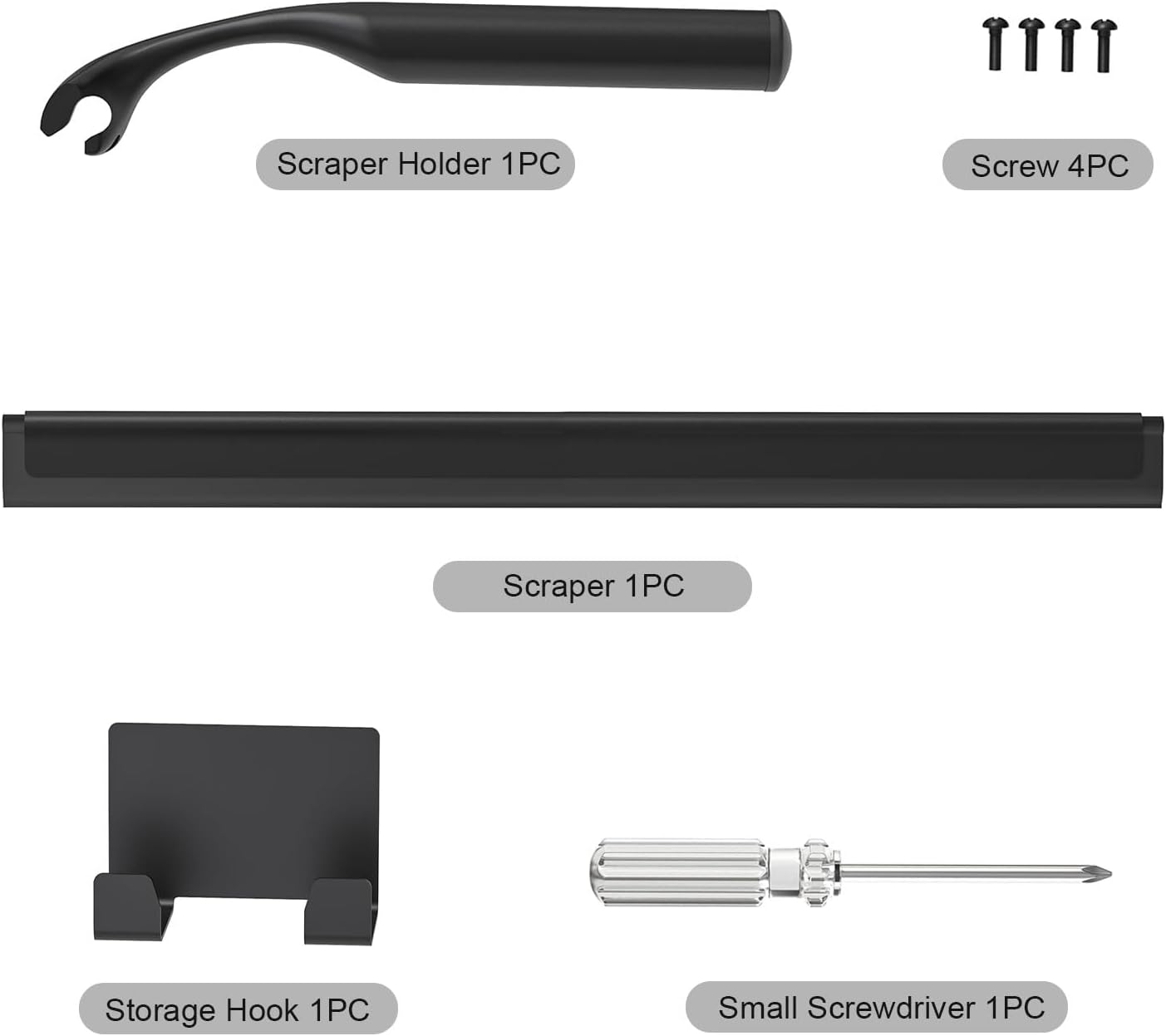 Shower Squeegee for Glass Doors, Shower Squeegee for Tile Shower Walls, Stainless Steel Squeegee for Bathroom, Windows and Mirrors with Storage Hook-12”, Black