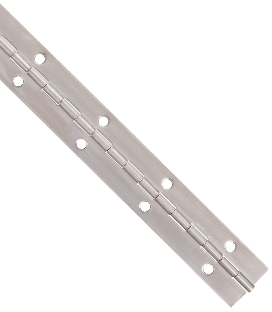Stainless Steel Continuous Hinge with Hole, Bright Annealed Finish (4 Feet Long, 1-1/2 Inches Wide)