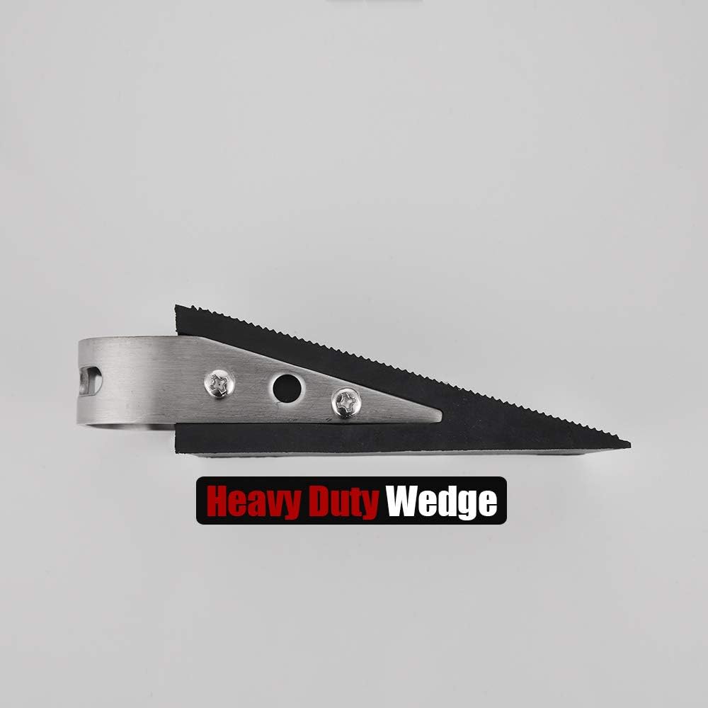 JQK Heavy Duty Door Stopper Rubber Wedge, 304 Stainless Steel Security Door Stops Works On All Floor Types, Brushed(4 Pack), DSB6-BN-P4