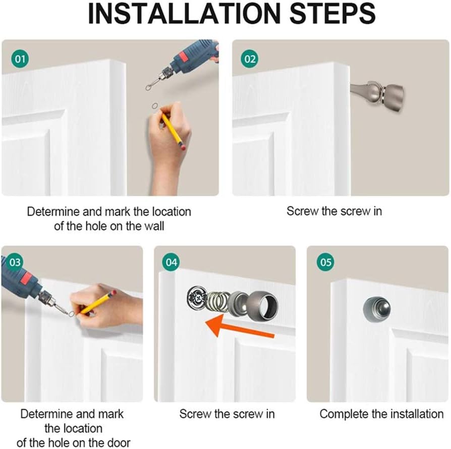 Magnetic Door Stop, Magnetic Door Catch, Door Holder, Door Stops, Wall Mounted, Floor Mounted, Door Banging Prevention (White, Small x 2pack)