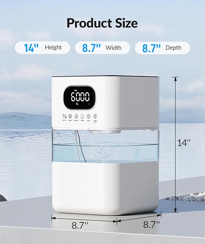 AreShark Humidifier Large Room, 2.2 Gal/8.5L Cool Warm Mist Air Humidifiers for Bedroom, 65H Runtime, Humidity Setting, Easy to Clean, Top Fill, 30dB Quiet, 550ft² Coverage, for Plants, Adults, Kids