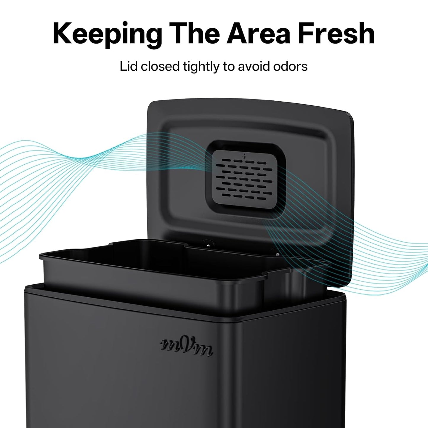 mVm 10.6 Gallon Heavy Duty Step Trash Can with Lid, Foldable Foot Pedal Bin for Kitchen Office Dormitory Home Rooms (Black)
