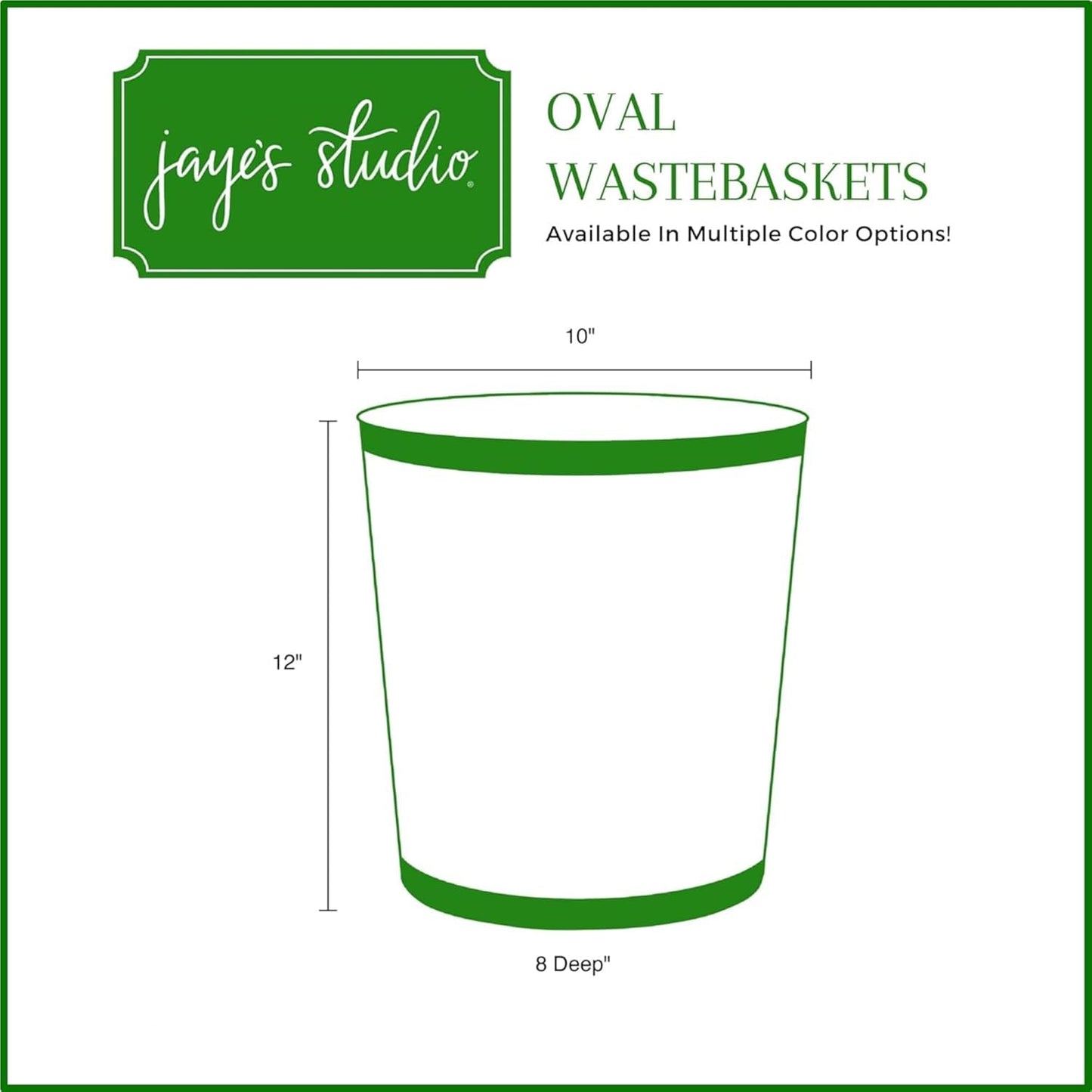 Jaye’s Studio Mattie Oval Wastebasket – Handpainted Pink Trash Can For Bathroom Office, Vanity, or Bedroom Trash Bin, Metal Trash Can Gold Trim, Pink Waste Basket & Garbage Can for Gold Bathroom Decor