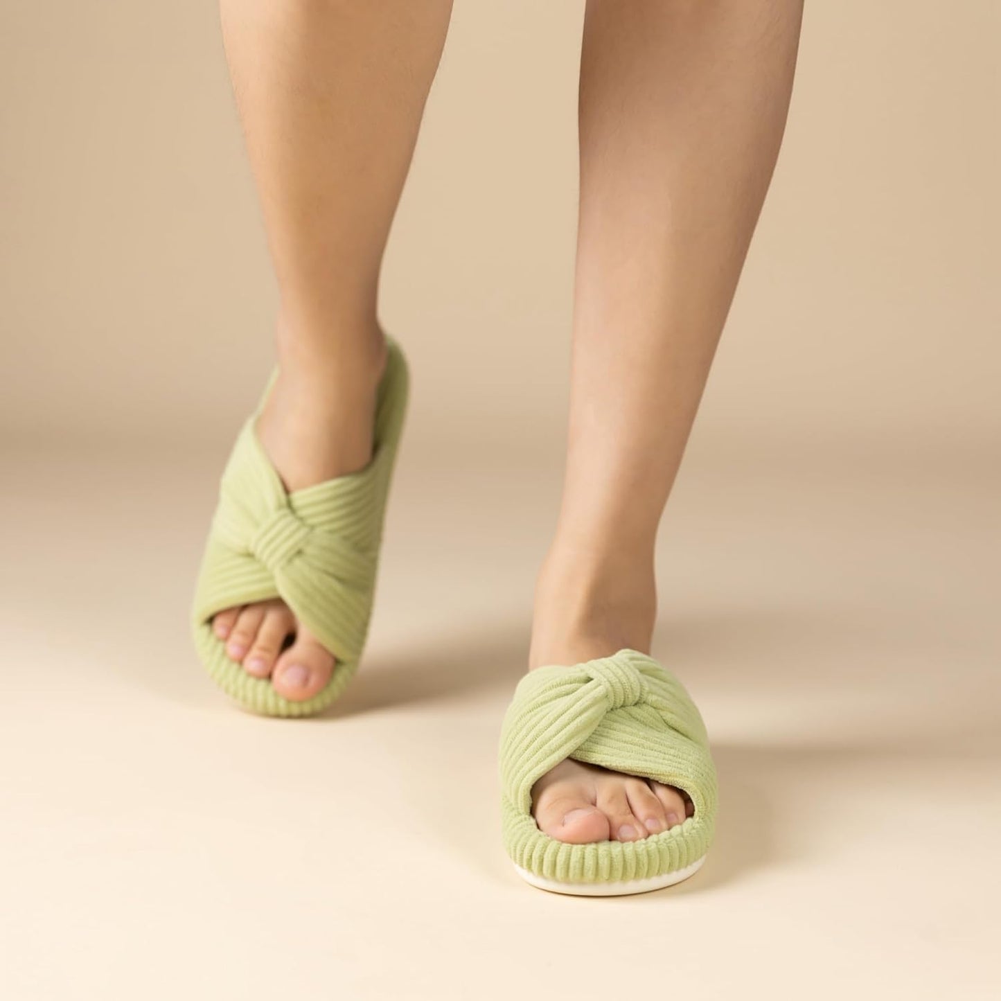 Chantomoo Slippers for Women Memory Foam House Bedroom Corduroy Bow Crossbands Slide Slipper Shoes Comfy Trendy Gift Slippers