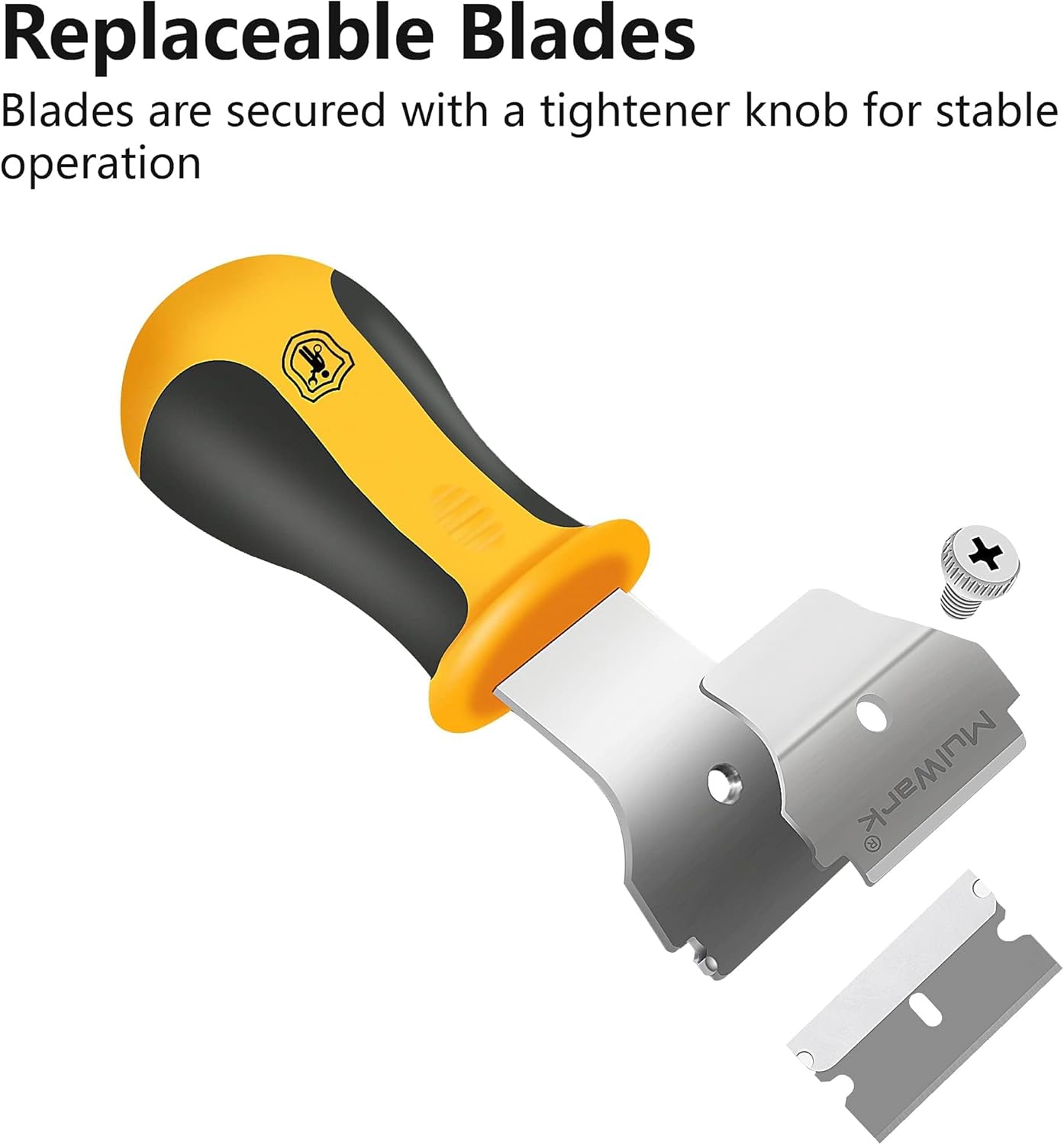 MulWark Razor Blade Scraper, 4 Handles Razor Scraper Set With Extra 24pcs Blades Heavy Duty Paint & Glass Scraper Tool With Extendable Handle for Windows, Oven Cleaning & Surface Prep