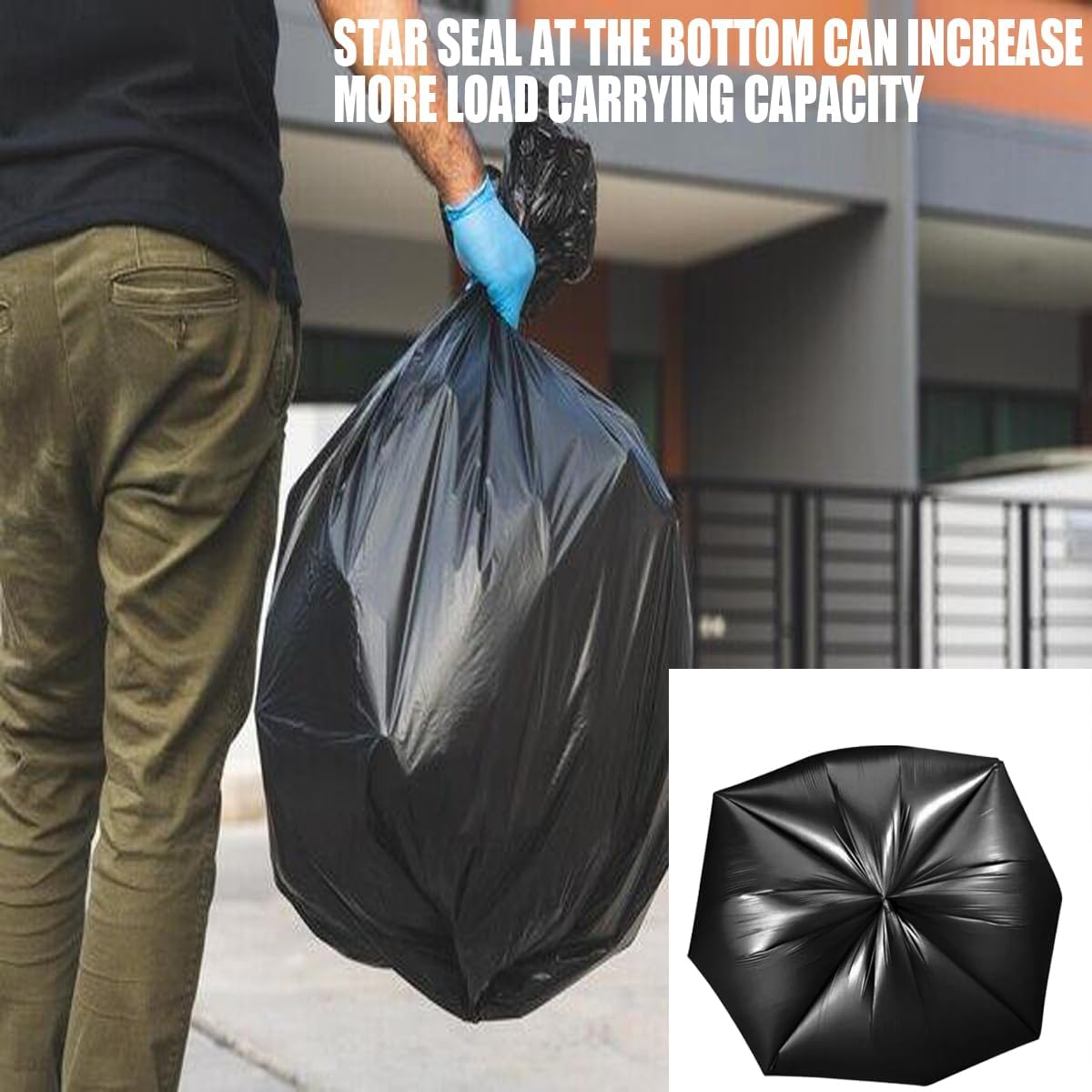 4-6 Gallon Trash Bags, 300 Count Black Garbage bags, Multi-purpose Trash Can Bin Liners for Bathroom, Office, Industrial, Commercial, Janitorial, Municipal, Recycling