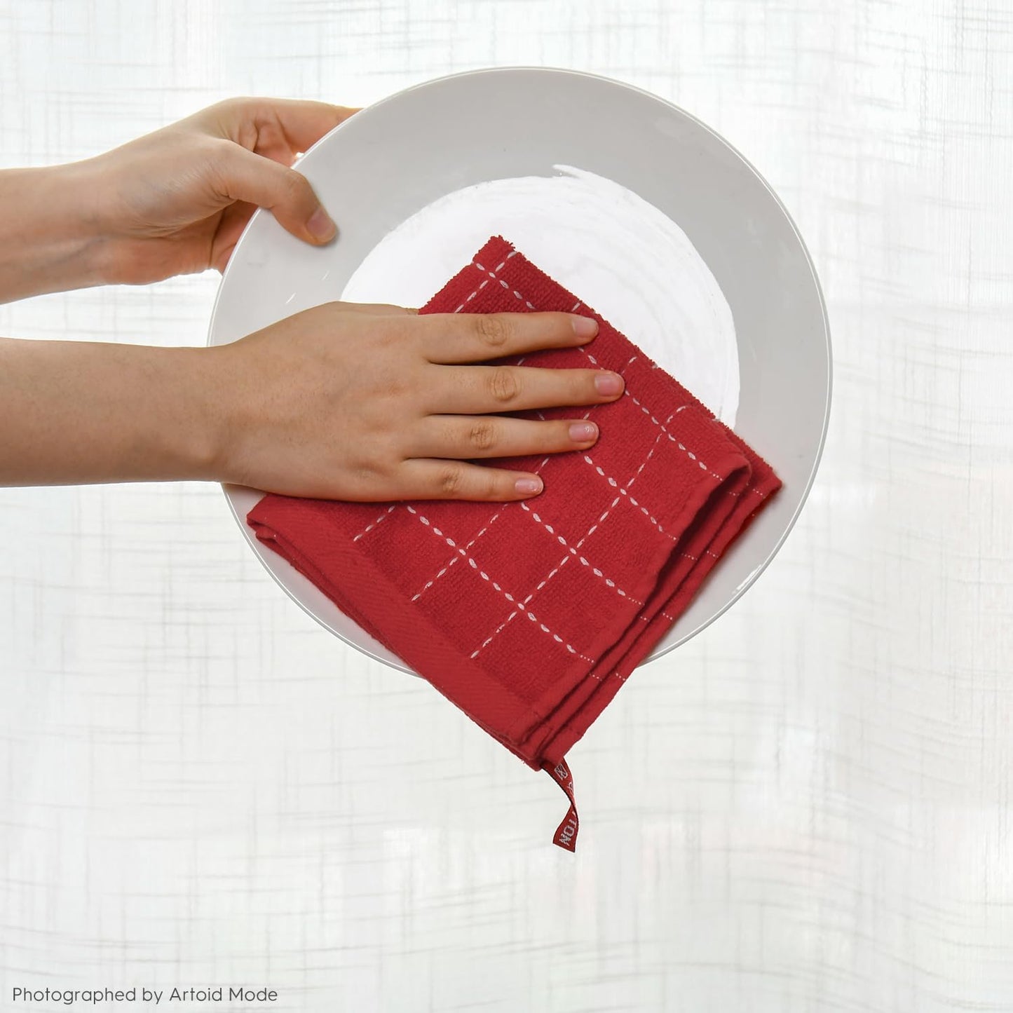 Artoid Mode Checkered Designed Cotton Terry Kitchen Dish Cloths, 12x12 Inch Soft Absorbent Quick Drying Cleaning Kitchen Rags Set of 6,Multicolor