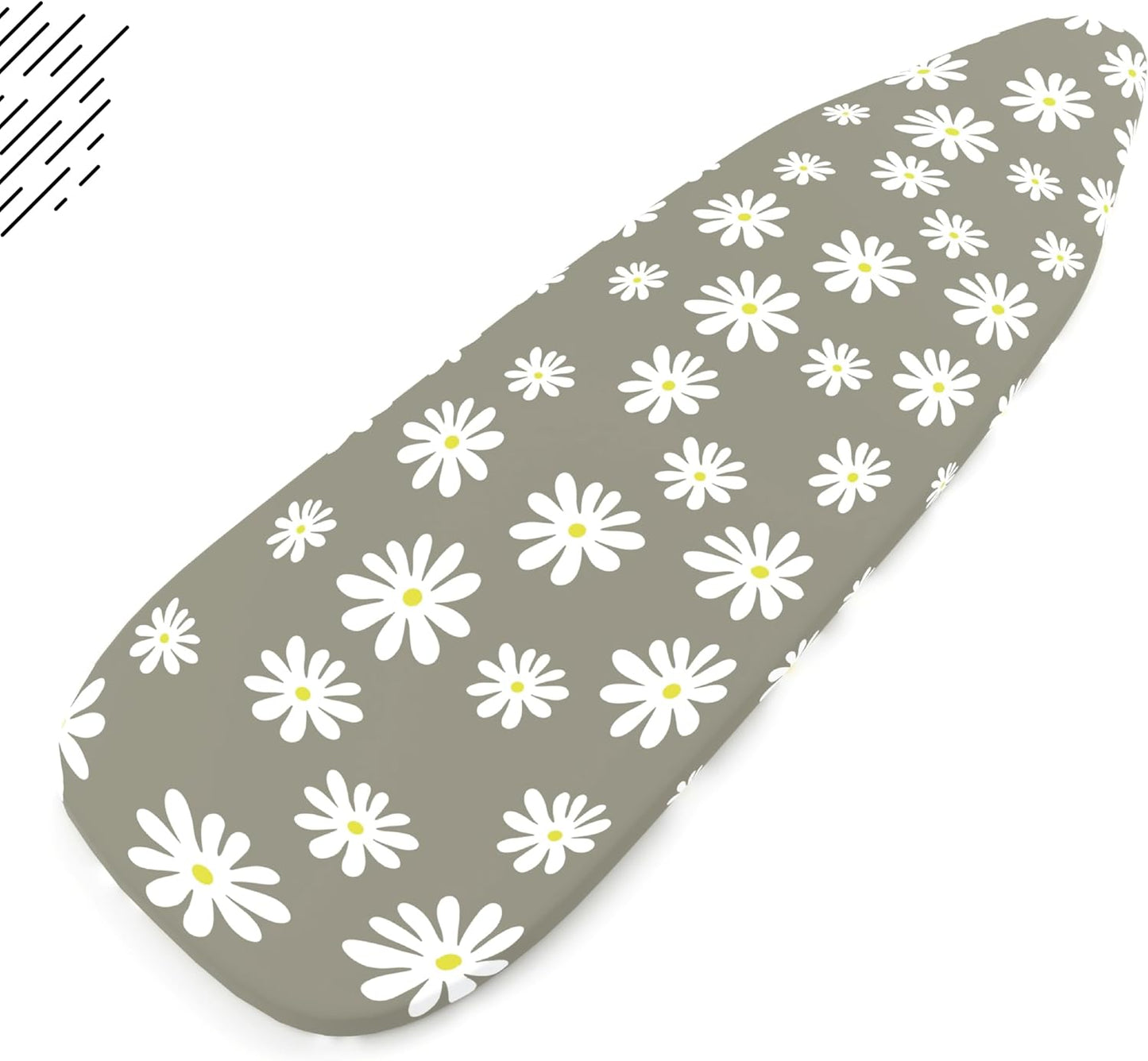 Encasa XO Ironing Board Cover and Pad 42"x14" - Thick 3mm Felt Padding, Drawstring Tightening & Lock, Easy Fit, Scorch & Stain Resistant, Fits Medium Ironing Board - Daisy Grey