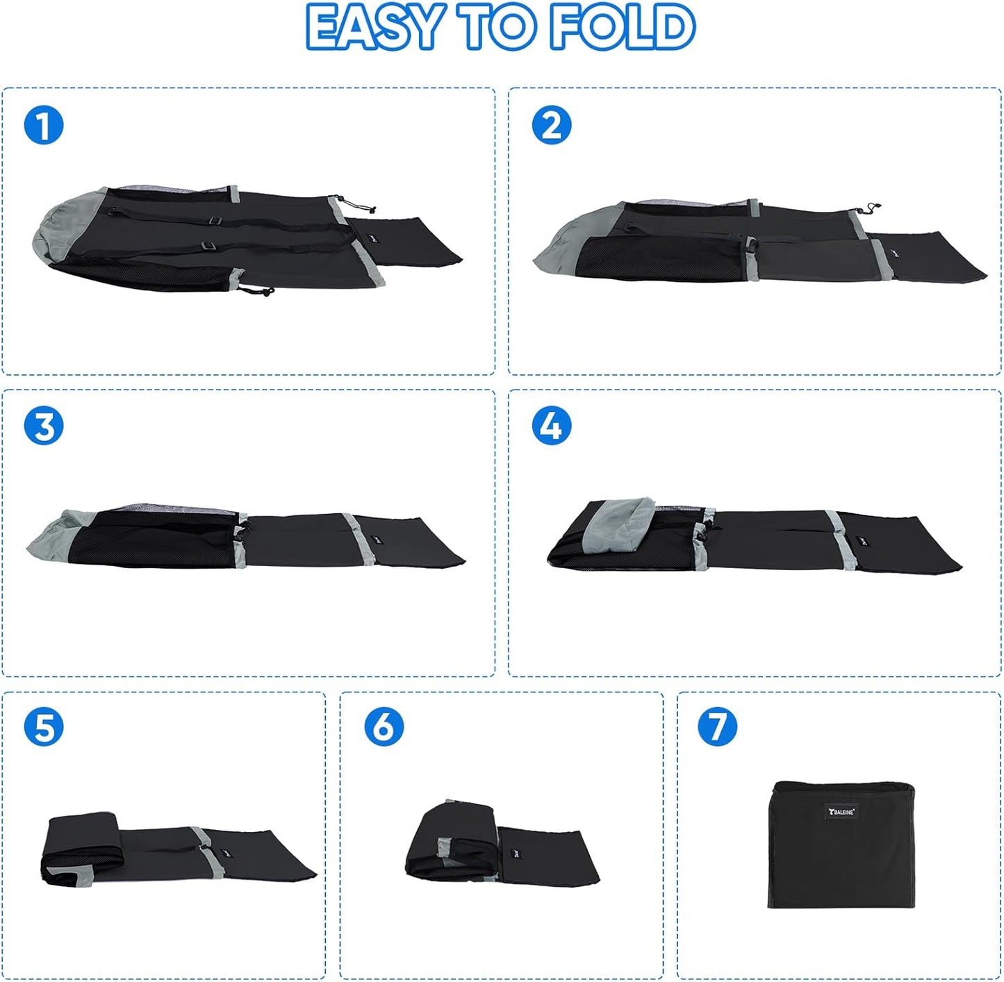 BALEINE 120L Laundry Bag Backpack, 900D Oxford Fabric Large Travel Laundry Bags with Shoulder Straps and 2 Mesh Pockets for College Dorm, Apartment, Laundromat (Black, 120L)