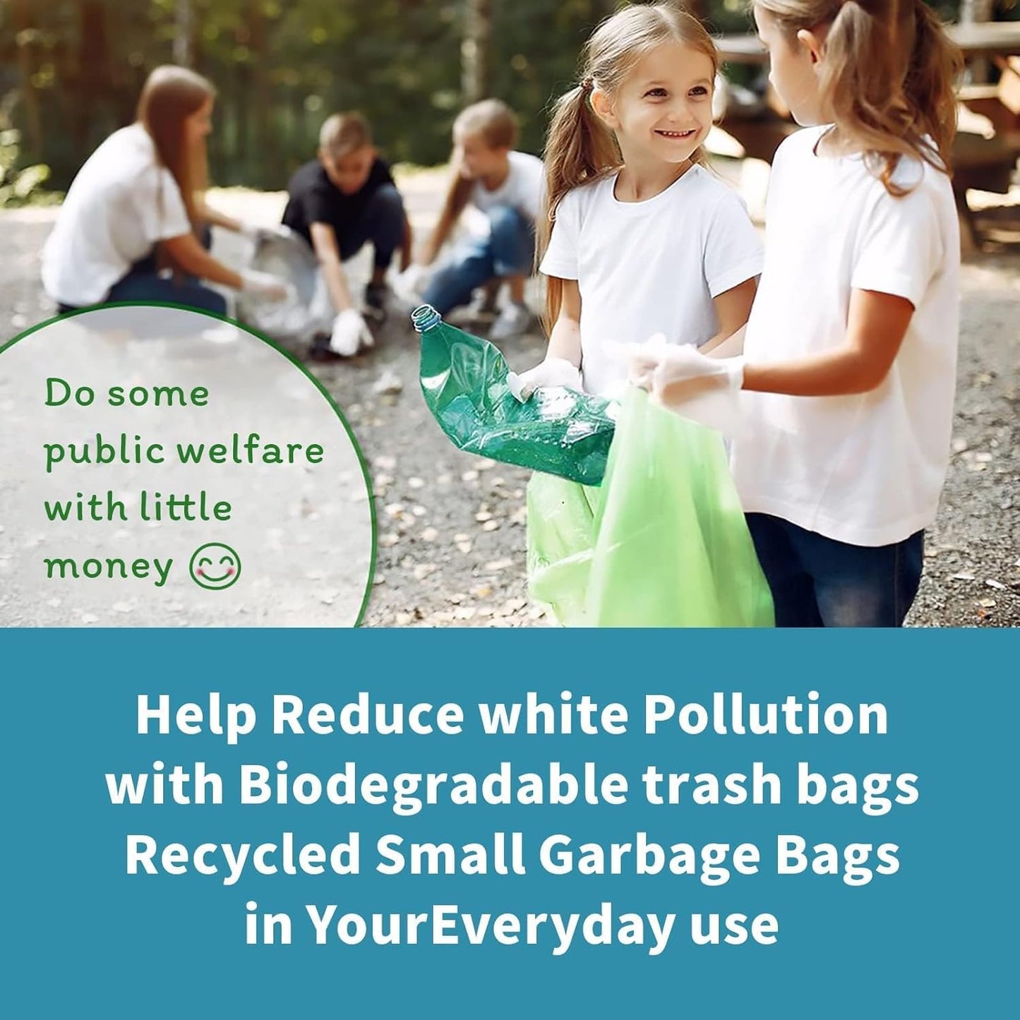 Small Trash Bags 1.2 Gallon 120 Counts Biodegradable Food Waste Bags, Mini 5L Garbage Bags Compost Strong Bathroom Bin Liner Recycle Rubbish Bag for Home Kitchen Office Pet, Green