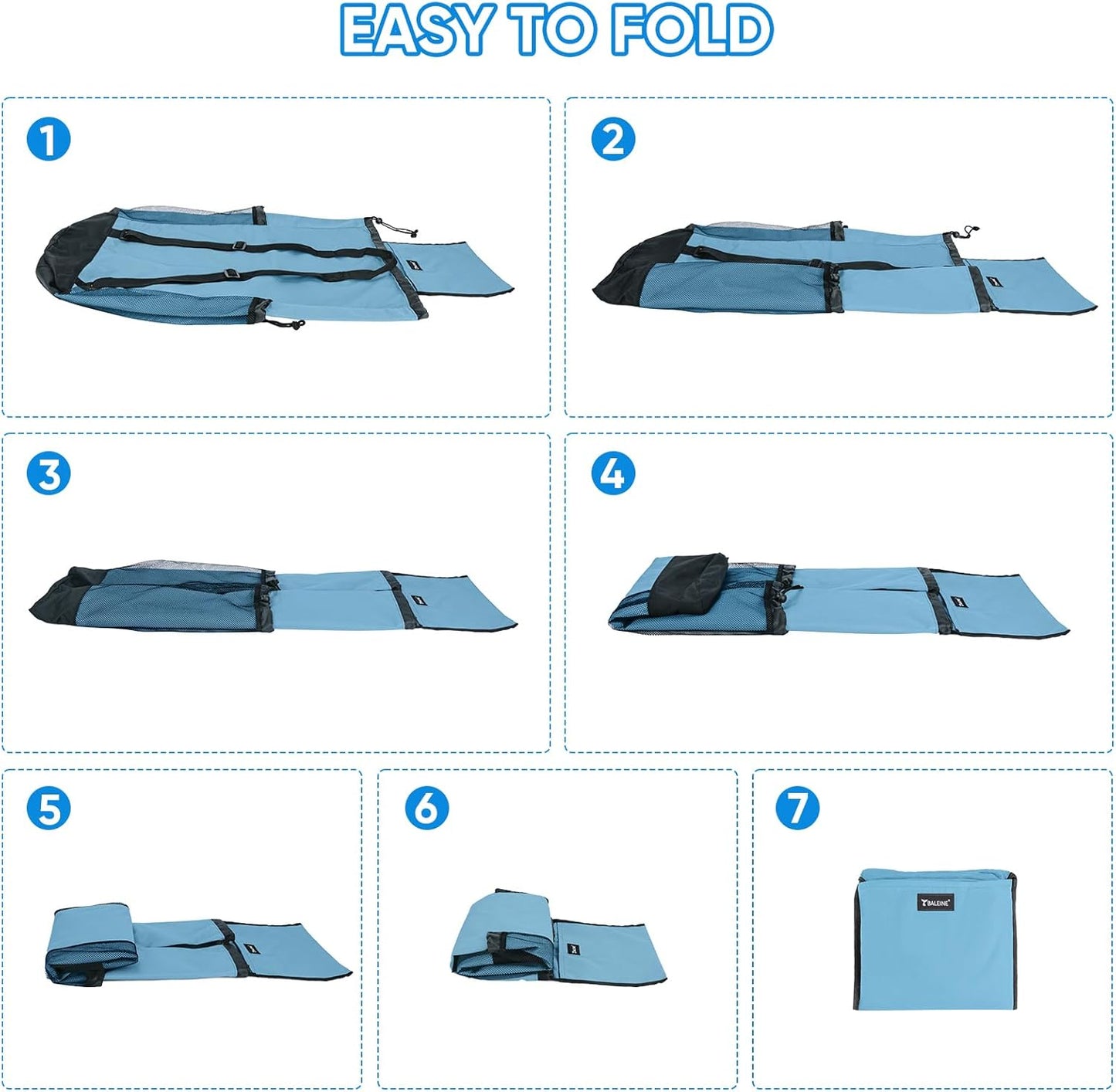 BALEINE 150L Laundry Bag Backpack, 900D Oxford Fabric Large Travel Laundry Bags with Shoulder Straps and 2 Mesh Pockets for College Dorm, Apartment, Laundromat (Blue, 150L)