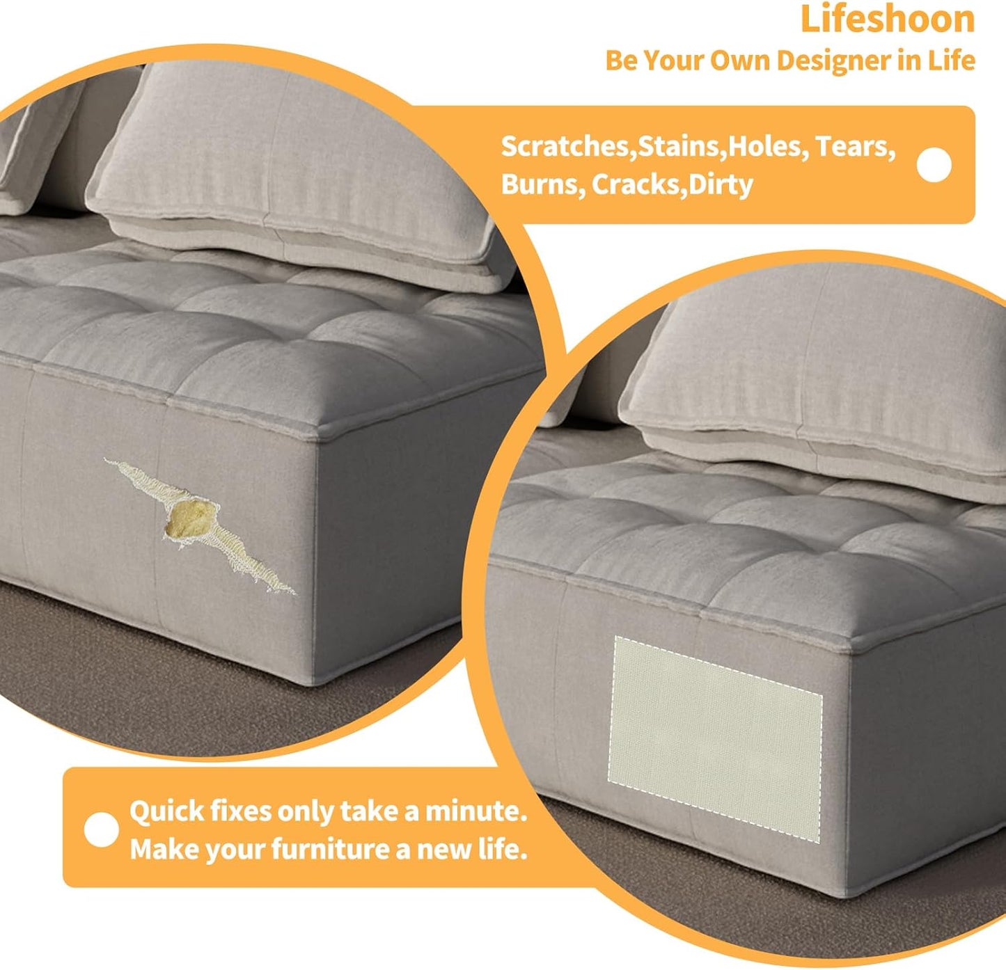 Fabric Repair Patches, 17X79 Inch Canvas Self-Adhesive Fabric Patches Tape Durable, DIY Large Canvas Repair for Sofa, Couches, Furniture, Chair, Clothing (17X79 Inch, Brown)