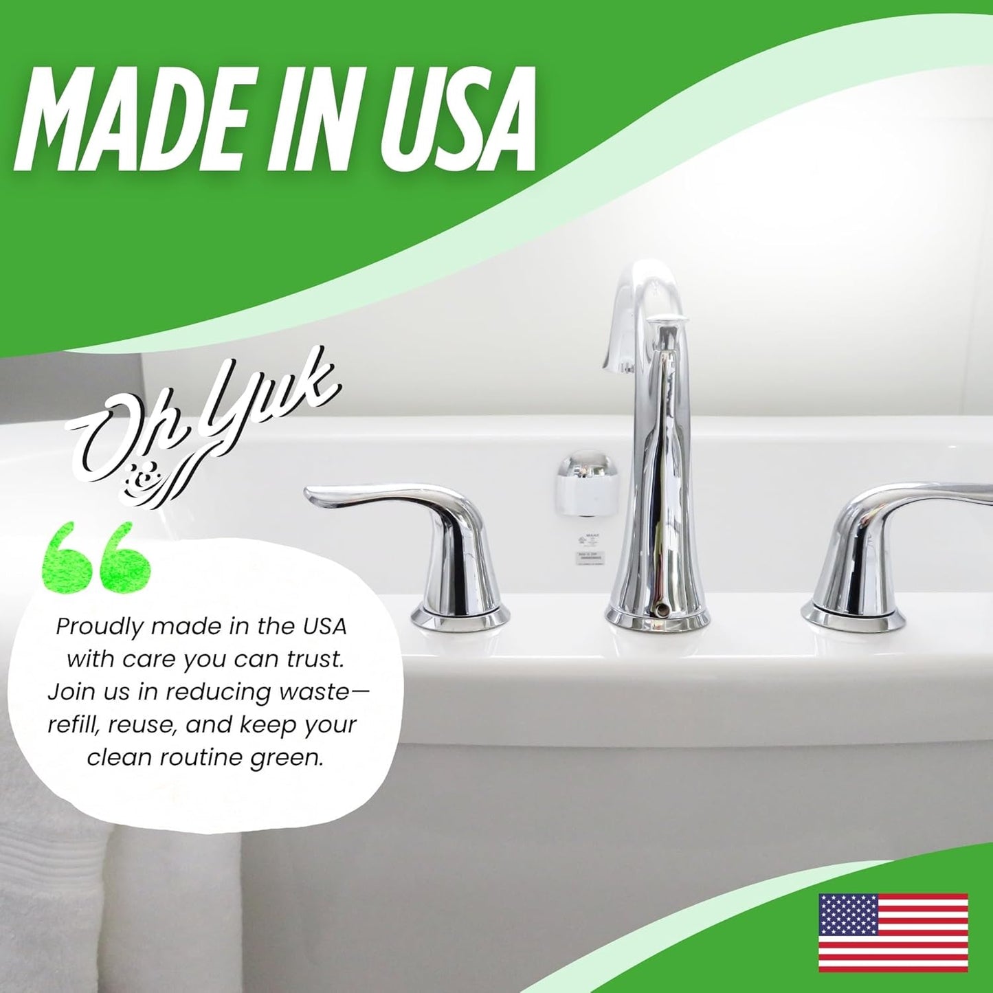 Oh Yuk Tub and Tile Cleaner – All-in-One Spray for Tubs, Tile, Shower Walls, and More | Removes Soap Scum and Residue | Biodegradable, Vegan, Cruelty-Free Formula | Made in USA