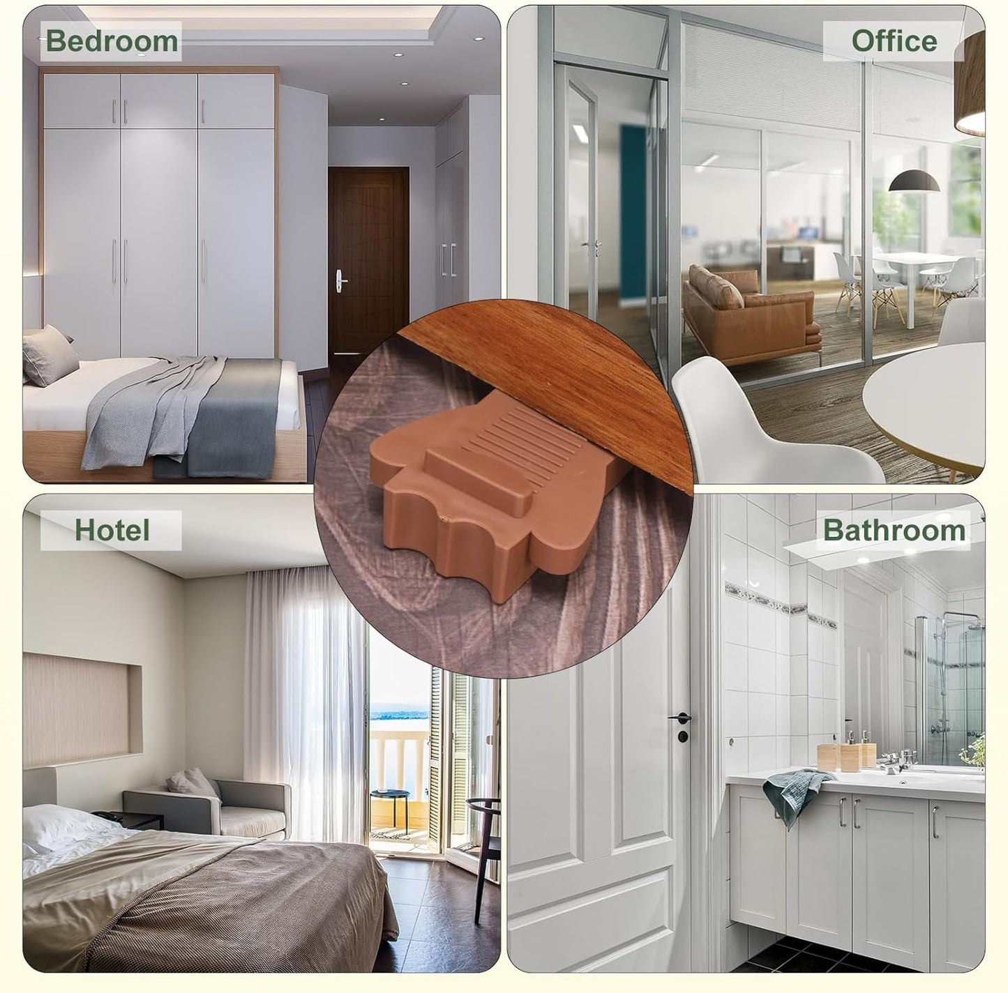 uxcell 2 Pcs Door Stoppers for Bottom of Door, Rubber Stackable Door Stopper Wedge Anti-Slip, 2.13 Inch, Coffee