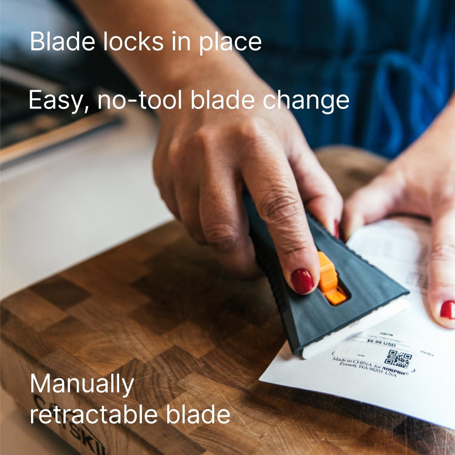 Slice 10591 Manual Utility Scraper, Locking Ceramic Blade, Rust Free, Finger Friendly, Soft-Touch Comfort Grips Reduce Strain, Regular - Manual (Locks in Position)