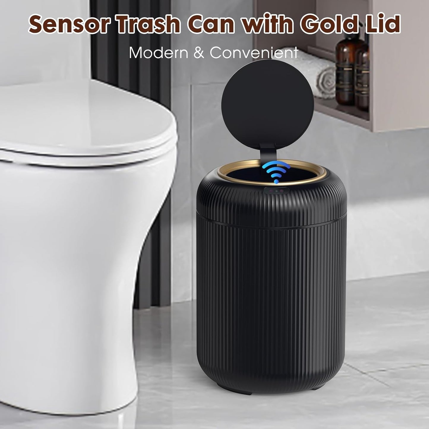 Procade Bathroom Trash Can Automatic Touchless,Motion Sensor Trash Bin,3 Gallon /11 L Smart Office Garbage can with Lid,Small Black Garbage Bin Wastebasket for Bedroom,Toilet, rv, Kitchen,Living Room