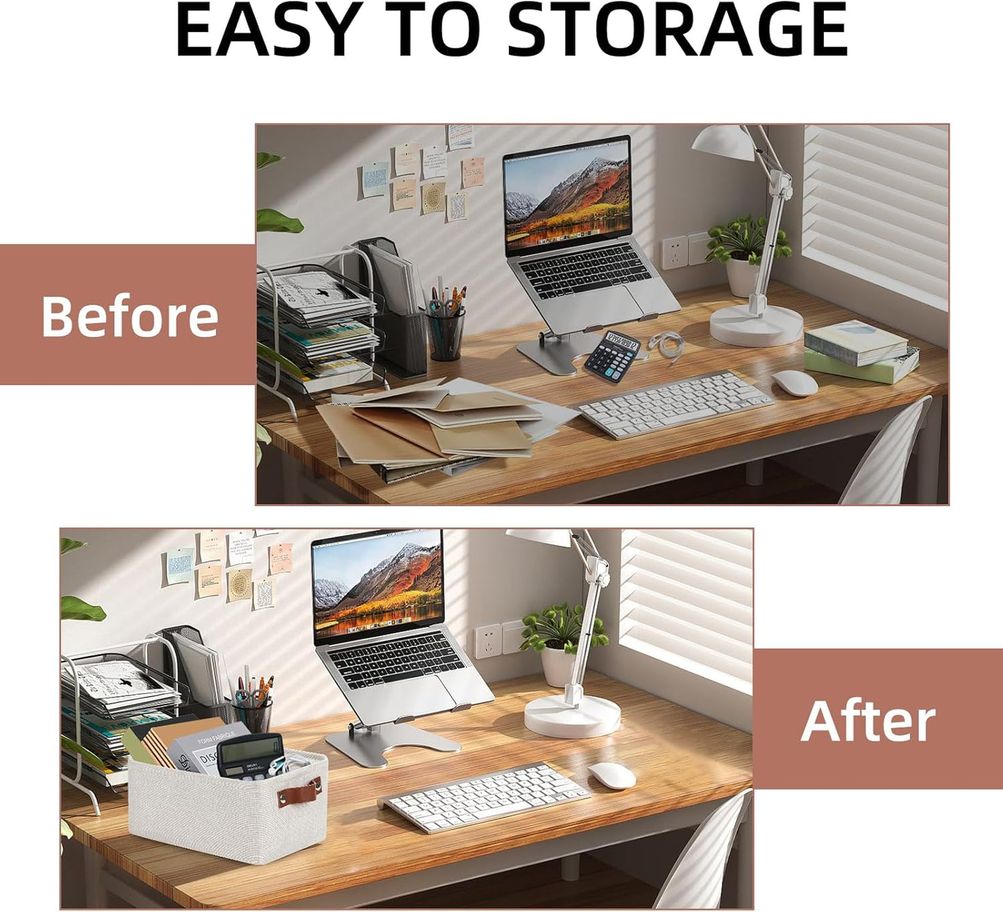 DULLEMELO fabric storage baskets | 11.8x7.9x5.1 inch small baskets for organizing Closet Set of 2 cloth storage baskets | rectangle storage basket with PU Handles (Beige)