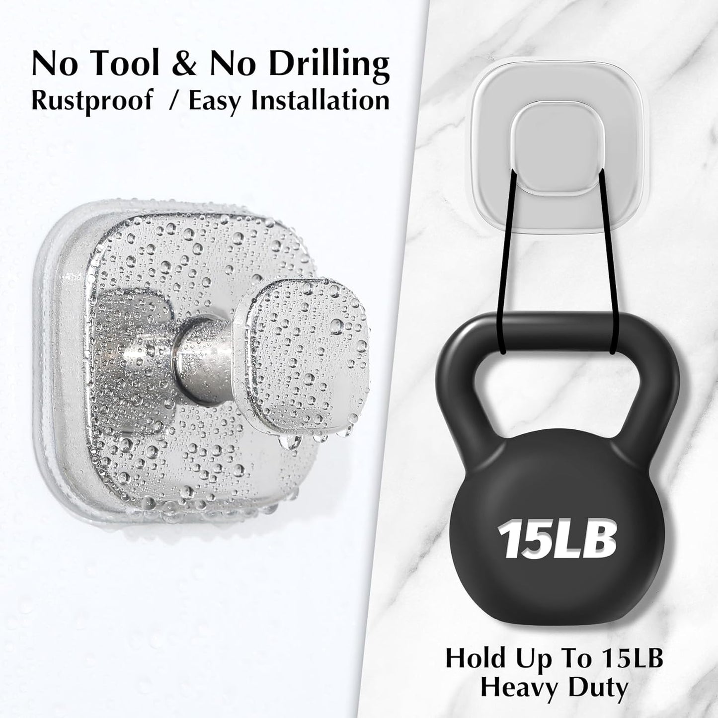 Suction Cup Hooks for Shower - Reusable No-Drill Mounting - Hooks for Towels, Robes & Loofah on Metal, Glass, Mirrors, Tile & Smooth Non-Porous Surfaces (4, Chrome Polished)