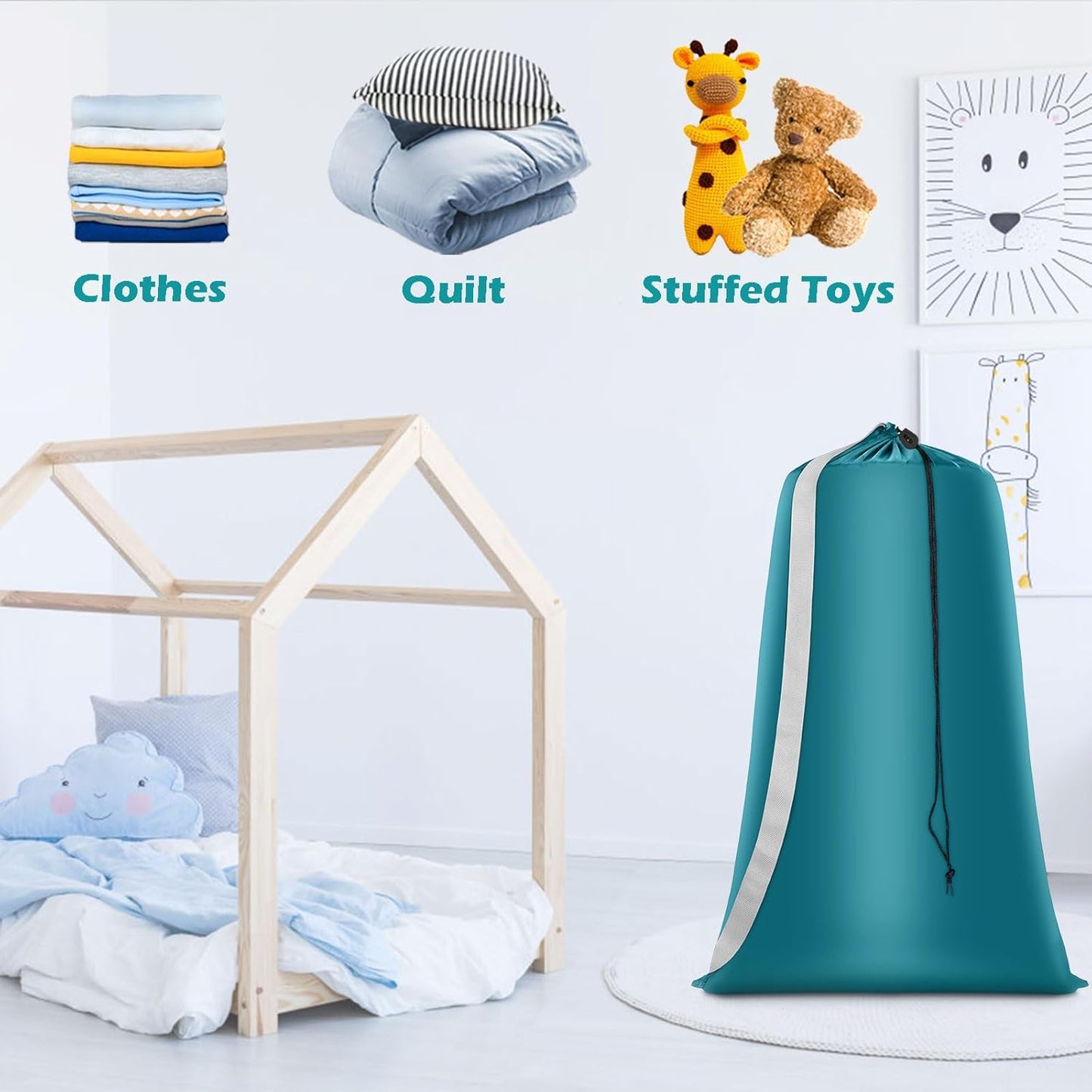 Heavy Duty Laundry Bag 2 Pack XL Nylon Laundry Bags with Straps, Washable Large Dirty Clothes Organizer with Drawstring Closure, Travel Washing Bag Fit a Laundry Hamper or Basket