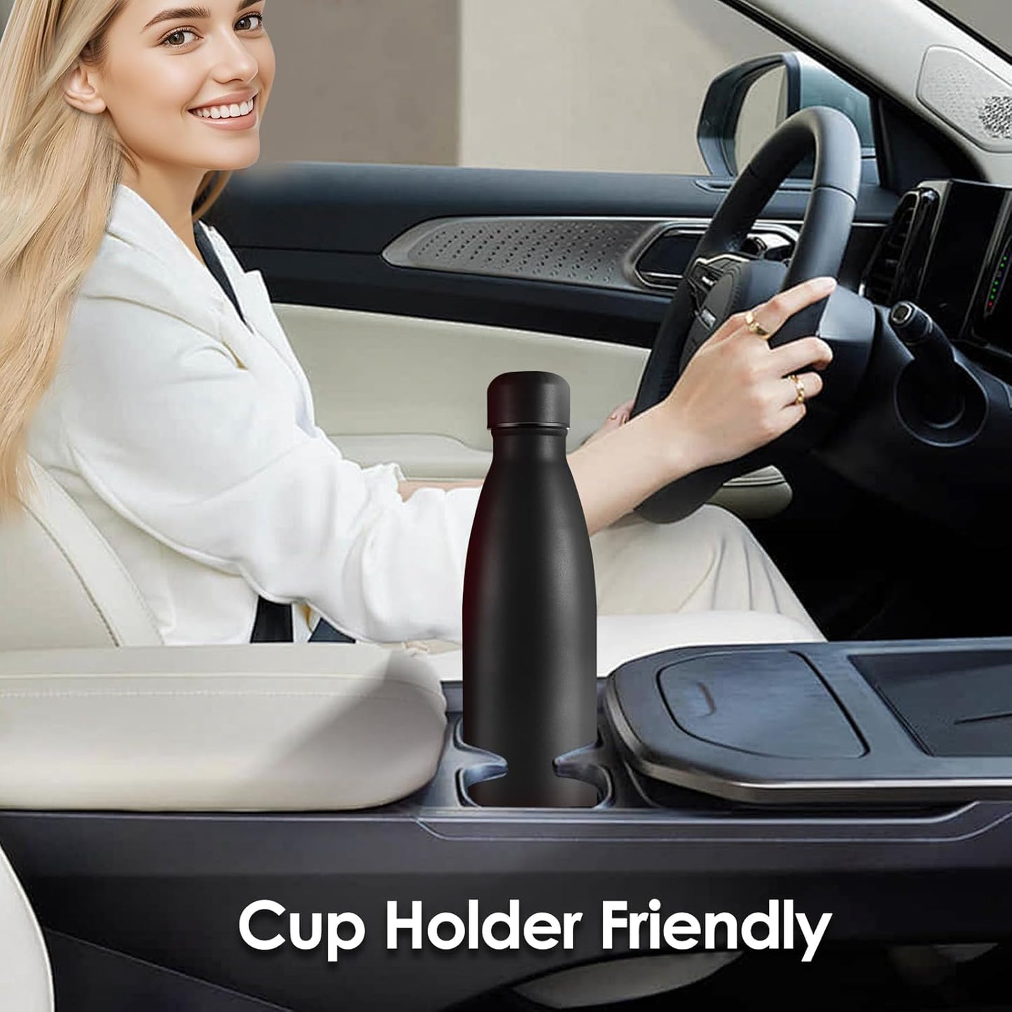 25oz Cola-Bottle Shaped Stainless Steel Leak-proof Water Bottle,Double Wall Vacuum Insulated Metal,Travel Mug For Sports Indoors & Outdoors,BPA-Free School Kids Flasks,Black(1 Pack)