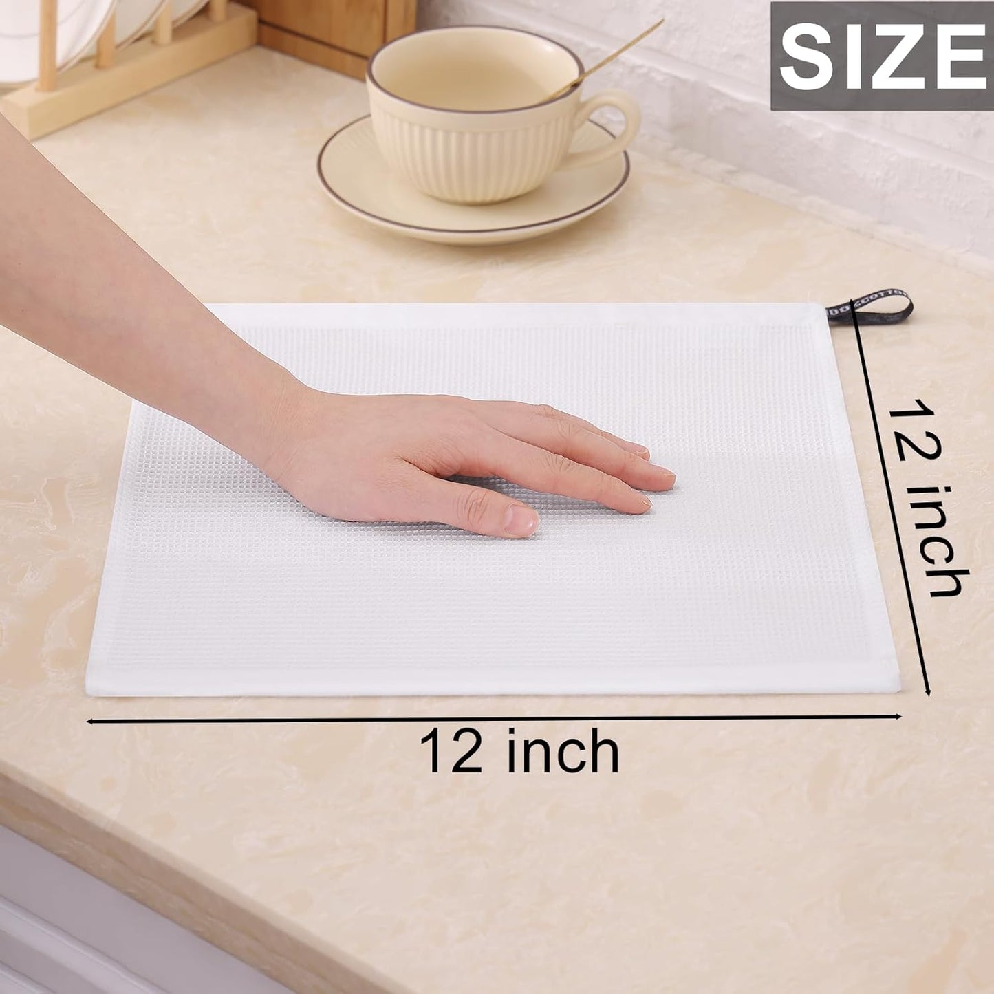 Homaxy 100% Cotton Waffle Weave Dish Cloths - 12 Pack Soft and Absorbent Dish Towels - 12 x 12 Inches Quick Dry Dish Rags - Multiple Colour