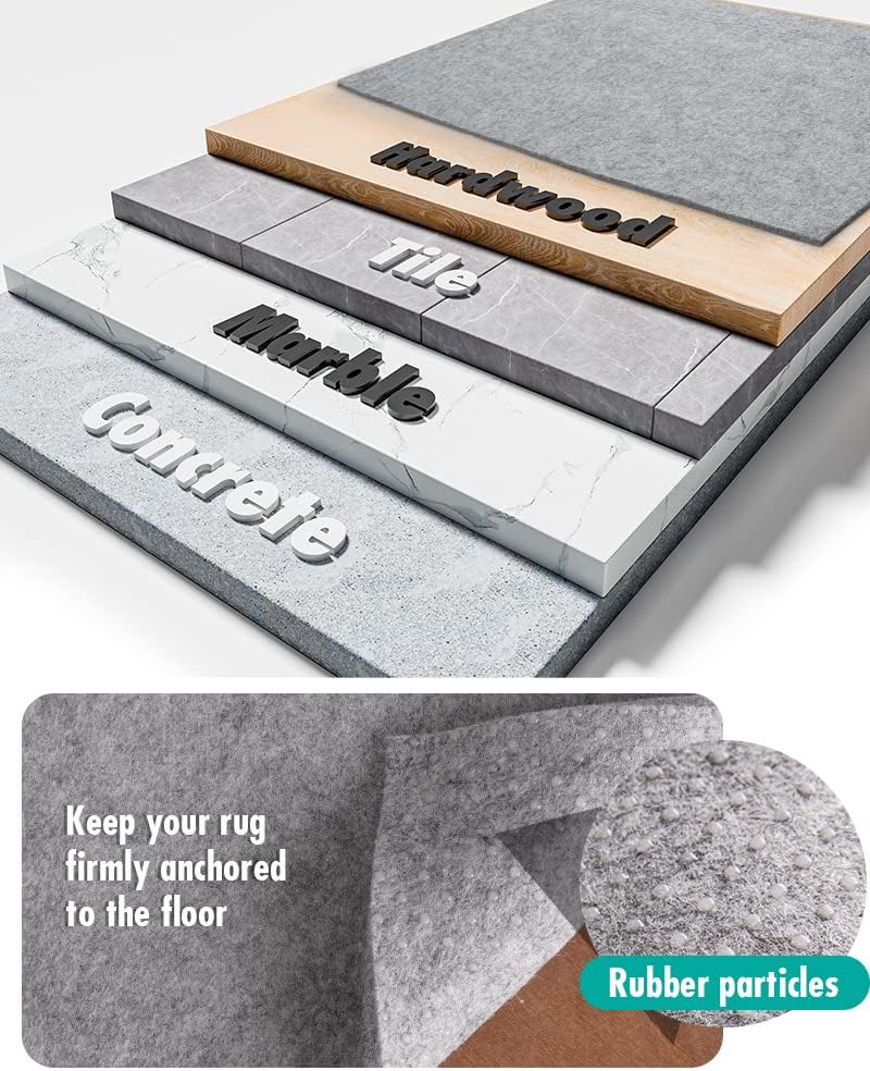 Non Slip Rug Pad Gripper - 7x10 Feet 1/4” Extra Thick Felt Under Rug for Area Rugs and Hardwood Floors,Super Cushioned Non Skid Carpet Padding