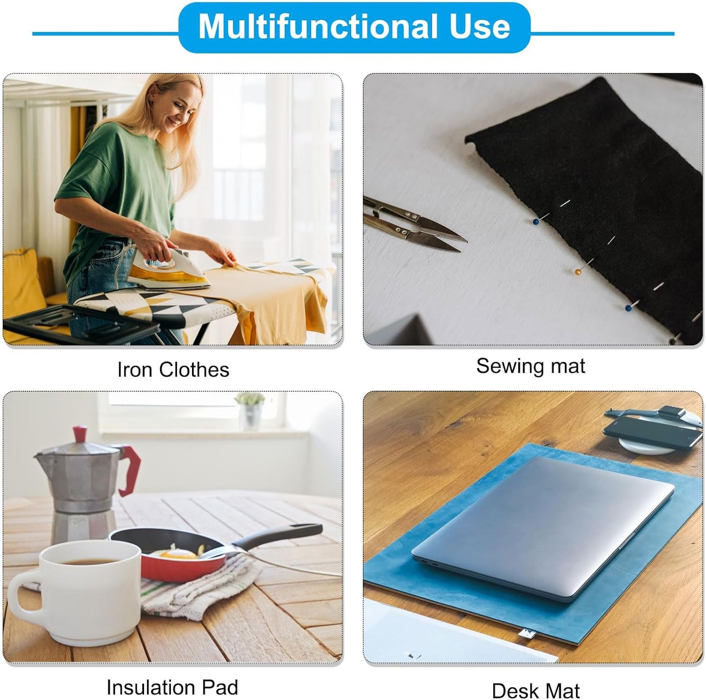 PATIKIL Wool Pressing Mat, 8.5" x 8.5" Wool Ironing Pad Blanket 0.5" Thickened Heat Resistant Quilting Ironing Pad for Quilters Sewing Craft, Grey