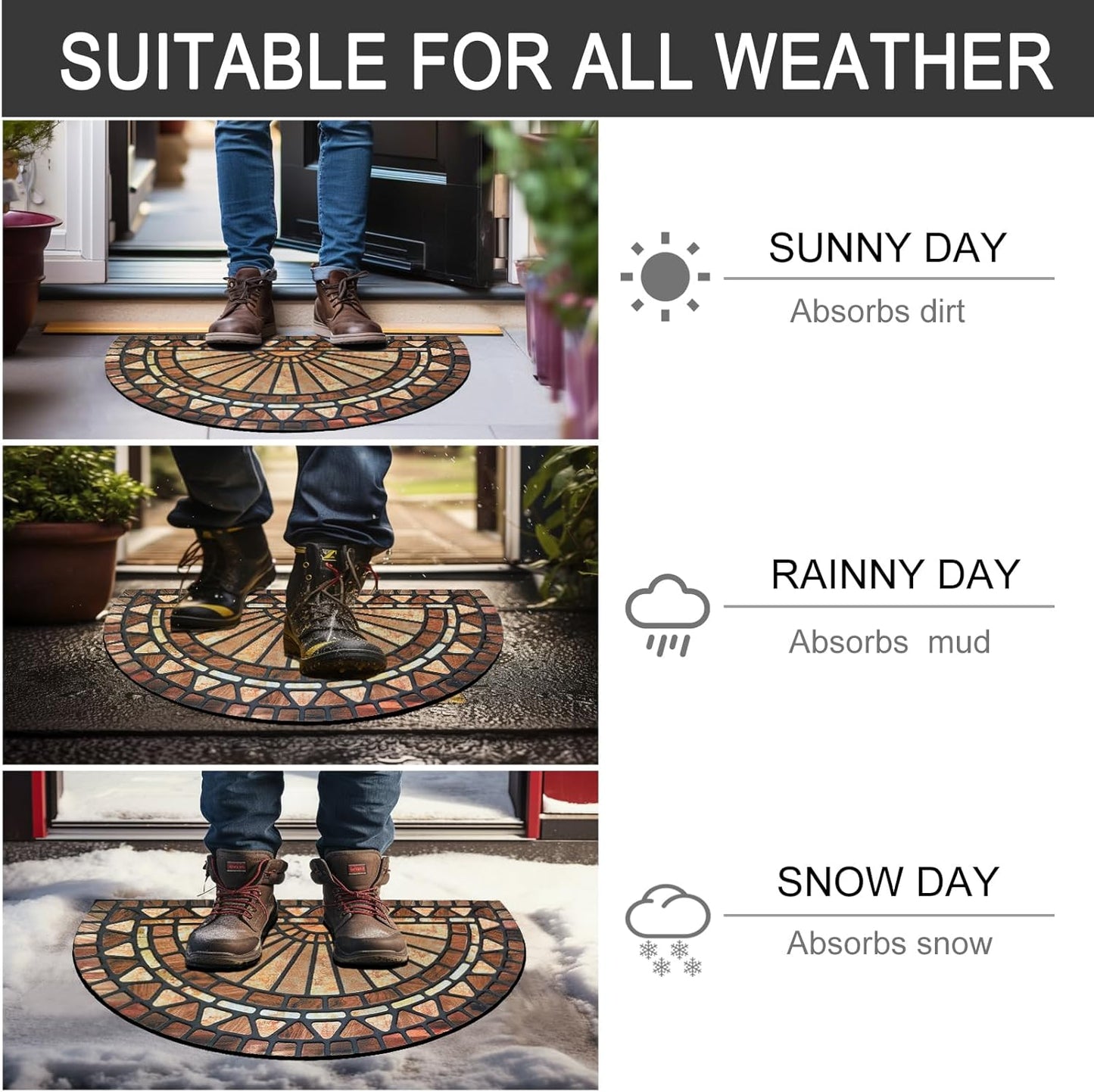 CHICHIC Welcome Door Mat 18 x 30 Inch Front Doormat Outdoors for Home Entrance Outdoors Mat for Outside Entry Way Doormat Entry Rugs, Heavy Duty Non Slip Rubber Back Low Profile, Orange Brown