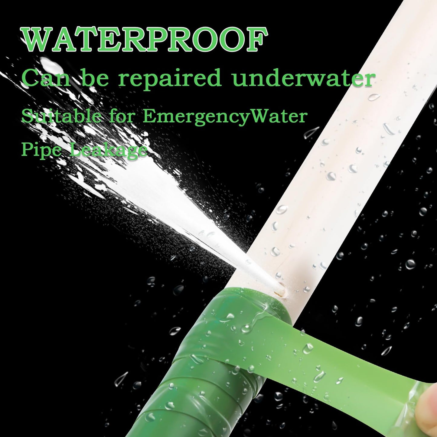 Self Fusing Silicone Tape 1 in x 5' Green Waterproof Rubber Leak Proof Sealing Rubber Self-amalgamating Tape for Emergency Hot and Cold Water Pipe Repairs and Tool Fixation