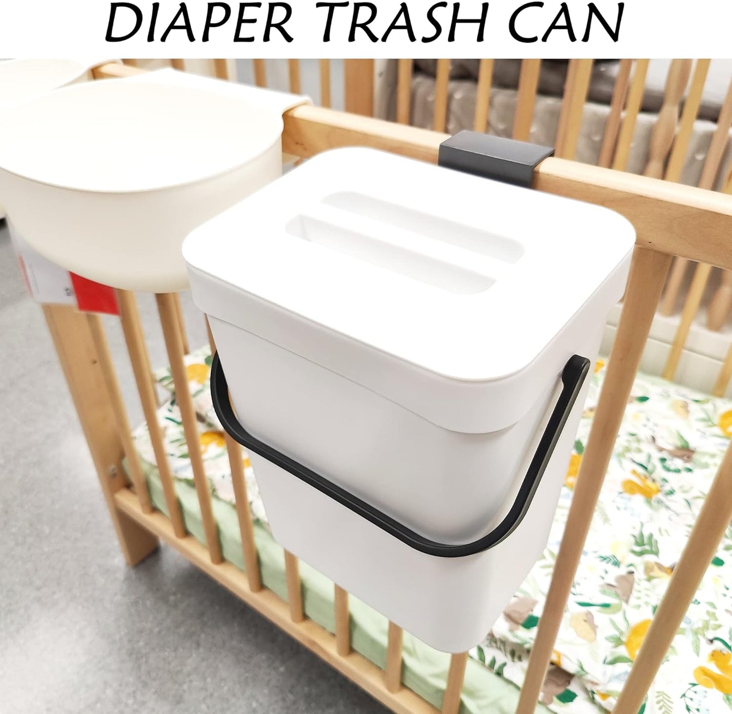 stonespace Hanging Small Trash Can with Lid Under Sink for Kitchen,1.3 Gallon/ 5L Mountable Compost Pail,Kitchen Compost Bin for Countertop, White