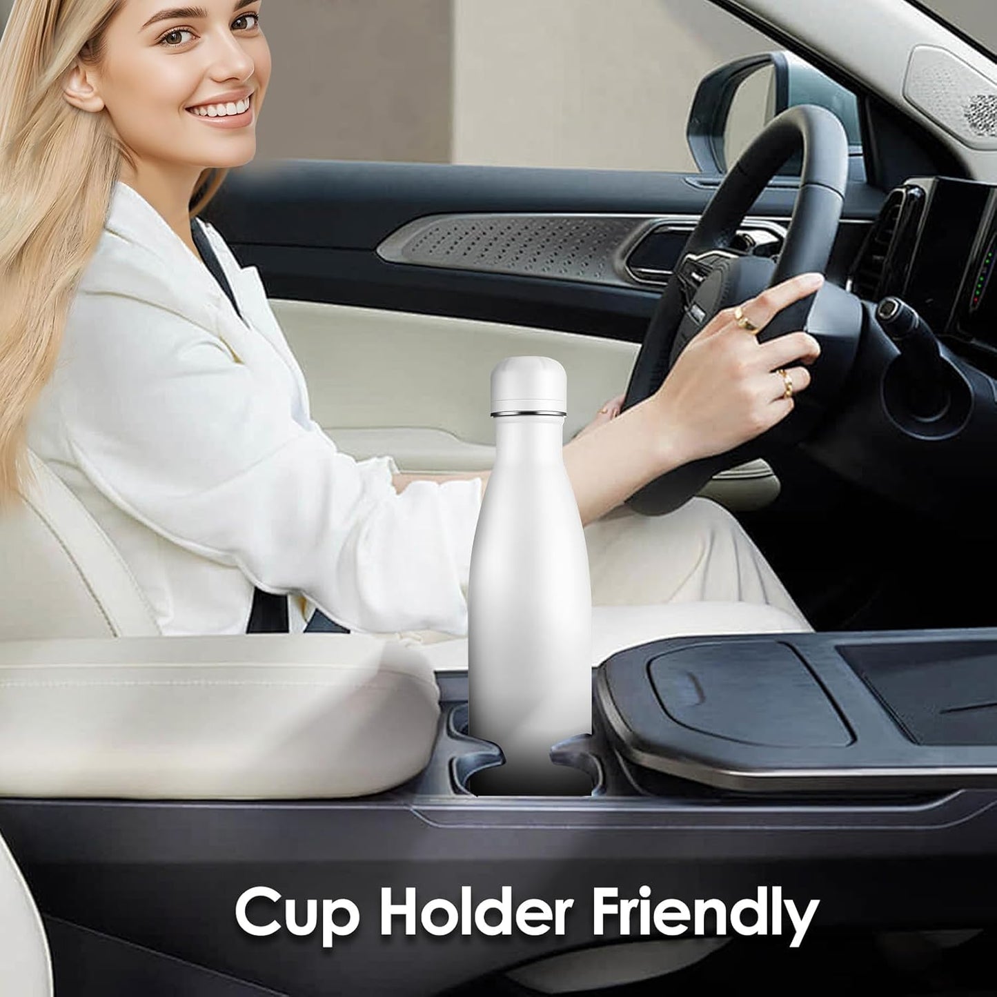 17oz Cola-Bottle Shaped Stainless Steel Leak-proof Water Bottle,Double Wall Vacuum Insulated Metal,Travel Mug For Sports Indoors & Outdoors,BPA-Free School Kids Flasks,White(4Pack)