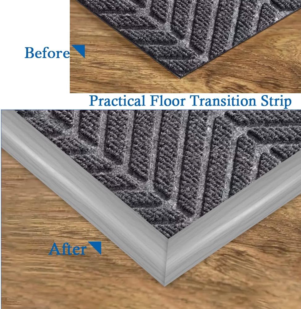 Floor Transition Strip Self Adhesive Carpet & Flooring Transitions Edging Trim Strip PVC Threshold Transitions Suitable for Threshold Height Less Than 5mm (3.3Ft, Wood Grain Gray-New)