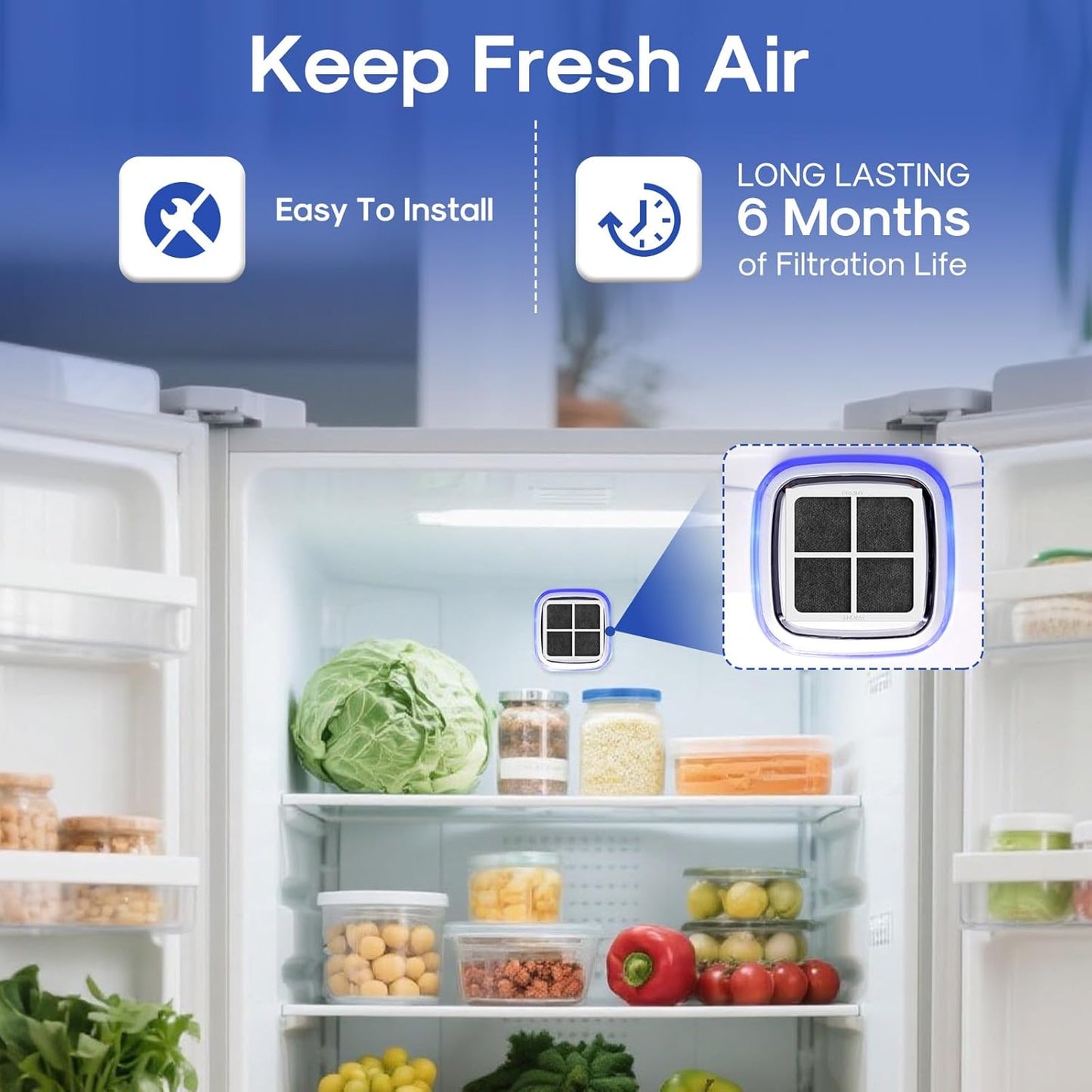 ICEPURE AF004 Refrigerator Air Filter Replacement for LG LT120F, Kenmore Elite 469918, 9918, ADQ73214402, ADQ73214404, ADQ73334008, 3PACK