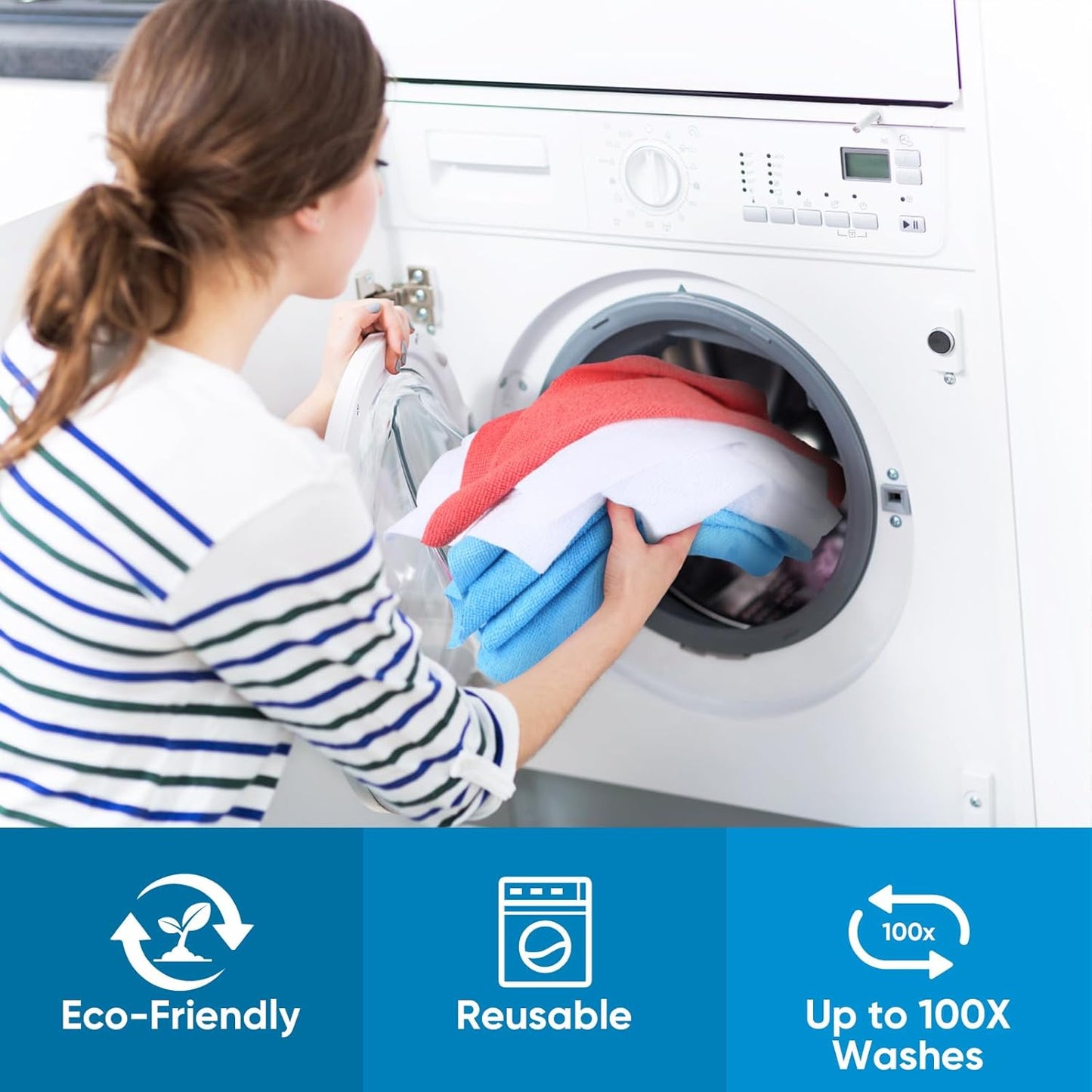 Microfiber Cleaning Cloth, 300 Sheets Shop Towels Commercial Grade Washcloths Lint-Free Work Rags Bulk Towels for Cars Mechanic Restaurant Garage Housekeeping, 11.5"x 11.5", Blue