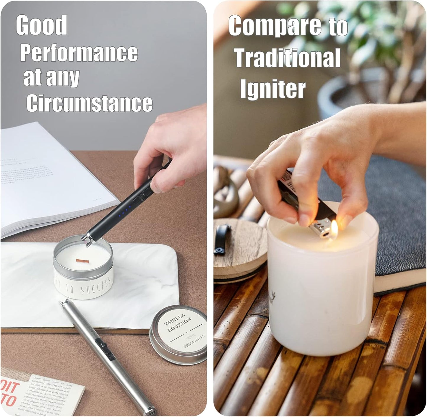 Exquisite Candle Accessories Tool Pack Bag, Rechargeable Electric Lighter, Wick Trimmer, Dipper, Snuffer and Tray Holder Elegant Kit Gift for Candle Lovers in Dating, Valentines Decor. (French Gold)