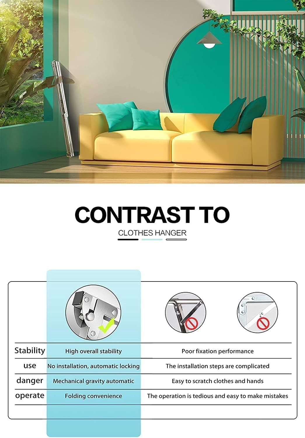 Clothes Drying Racks 81.5-83 Inches Folding Outdoor Indoor Drying Rack Clothing Collapsible Foldable Laundry Drying Rack Heavy Duty Stainless Steel Clothesline 20 Hooks 12 Clips (81.5'')