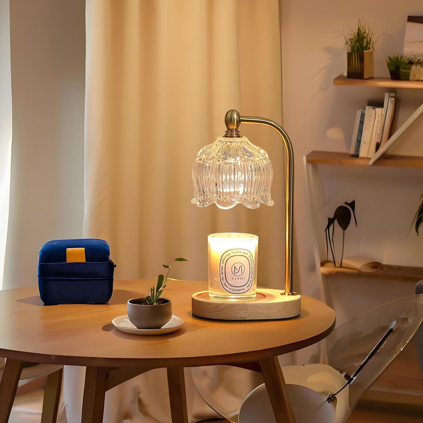 Candle Warmer Lamp with Timer Dimmable,Antique Brass Candle Lamp,Wax Melt Warmer Light for Jar Candles,Mother's Day/Birthday/Christmas Gifts for Mom/Wife,Home Decor Lamp,with 2 Bulbs