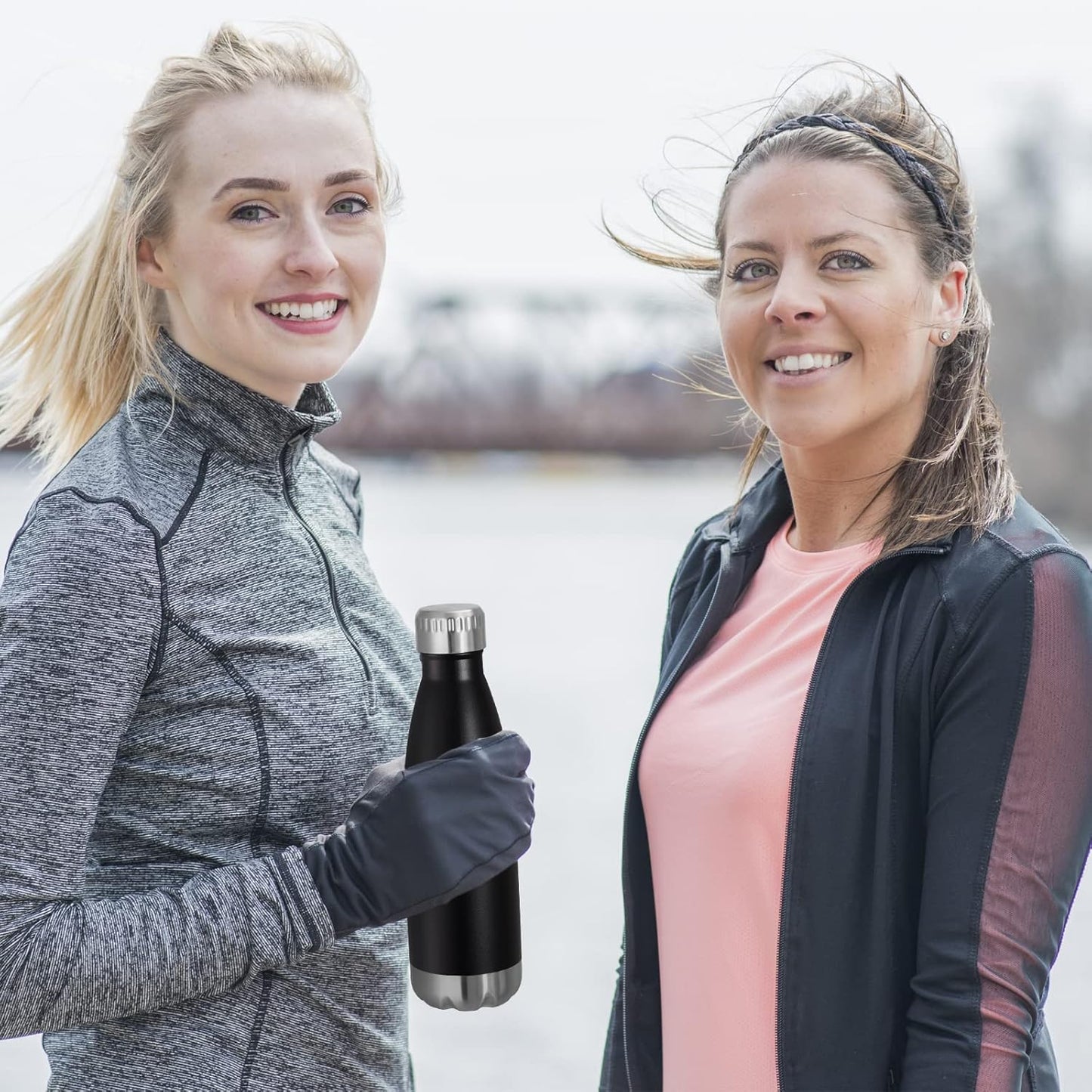 VEGOND 17oz Stainless Steel Water Bottles Bulk, Reusable Metal Sports Water Bottle Keeps Drink Hot and Cold, BPA Free Double Wall Vacuum Cola Shape Insulated Water Bottles for Camping Gym, 4 Pack