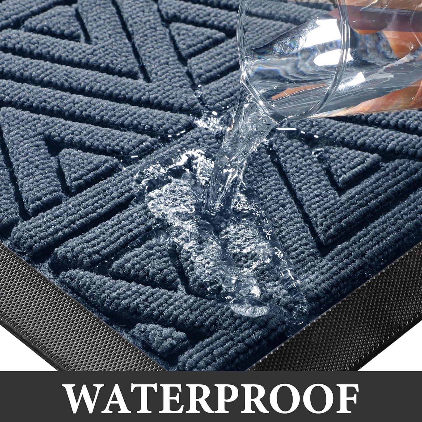 Yimobra Large Door Mat 36x24, All-Weather Waterproof Non-Slip Welcome Matt Outdoor, Heavy Duty Non Slip Doormat for Entryway for Patio and Garage Indoor, Easy Clean, Blue