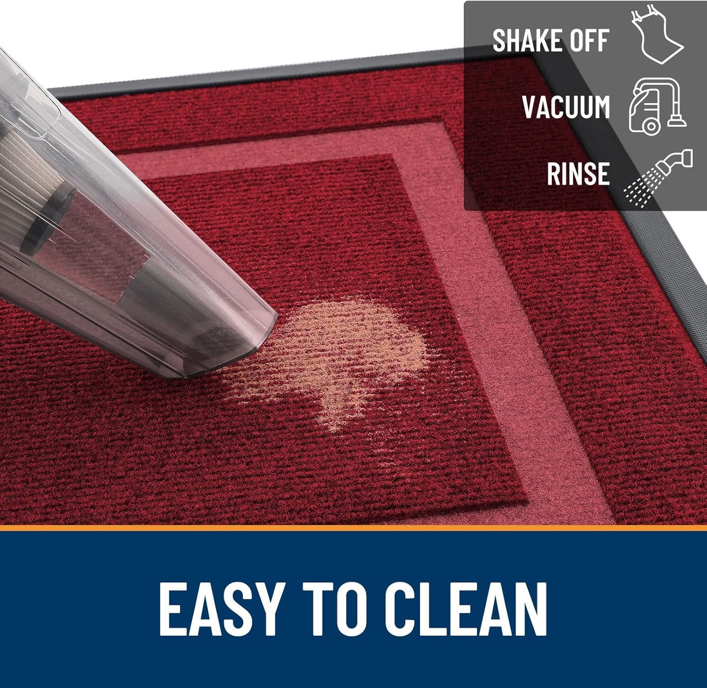 OLANLY Front Door Mat Indoor Outdoor Entrance, Waterproof All-Season, All-Weather Doormat, Sturdy Natural Rubber, Fade Resistant, Low Profile, Easy Clean Patio Porch Entryway Mat, 71x23, Wine Red