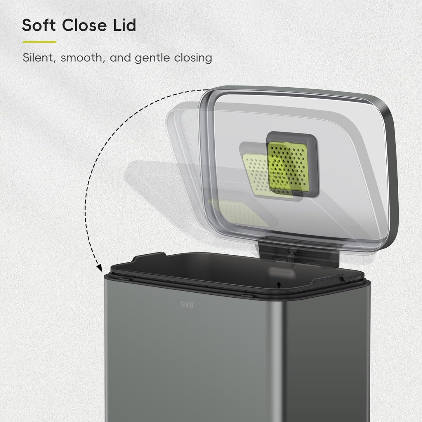 EKO Madison Nardo Grey Stainless Steel 50 Liter/13.2 Gallon Step Trash Can with Inner Liner - Fingerprint Resistant Finish