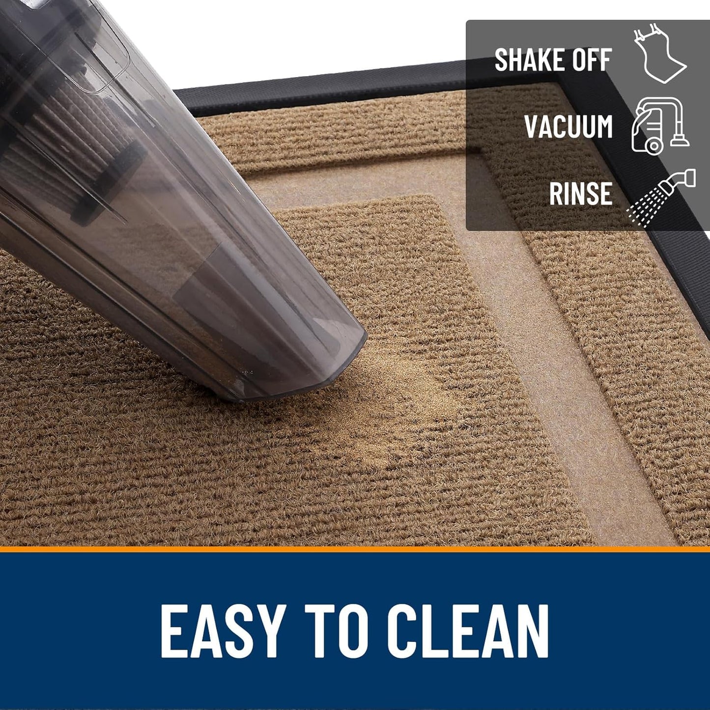 OLANLY Front Door Mat Indoor Outdoor Entrance, Waterproof All-Season, All-Weather Doormat, Sturdy Natural Rubber, Fade Resistant, Low Profile, Easy Clean Patio Porch Entryway Mat, 59x20, Light Brown