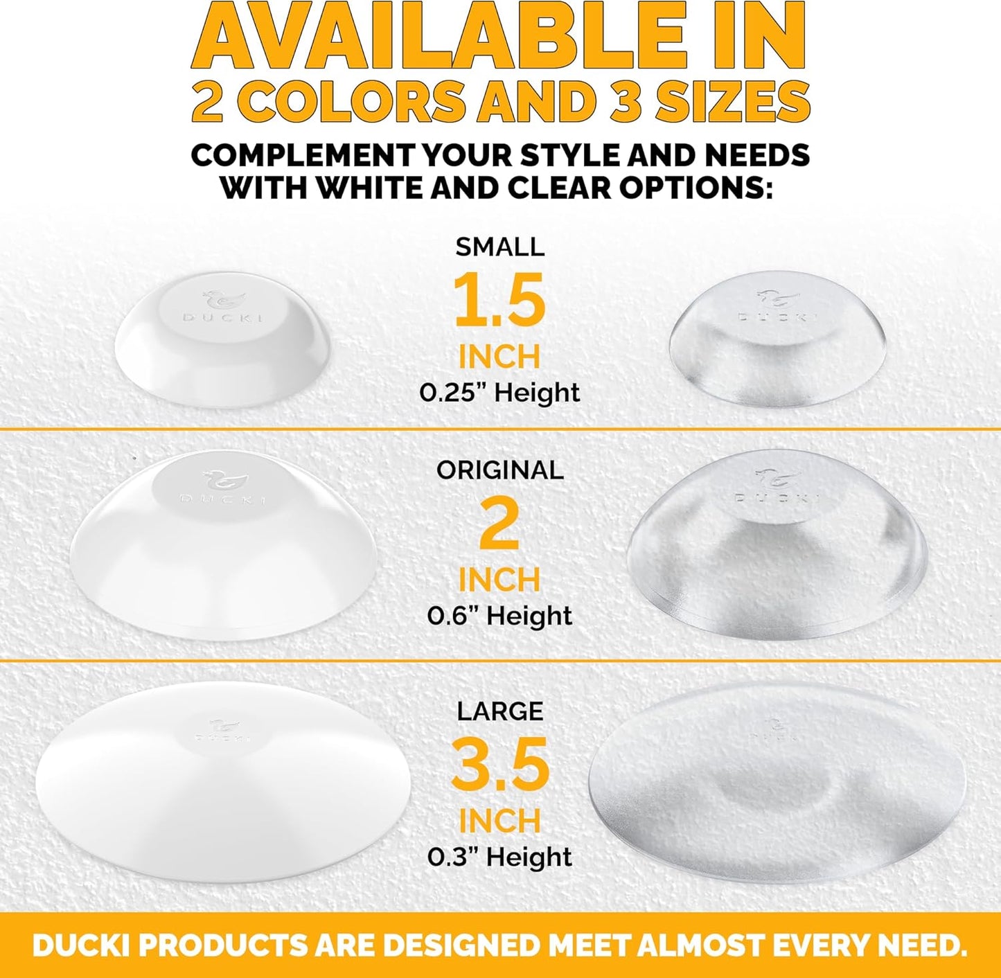 Ducki Wall Protectors -4 Pack White- Self Adhesive, Reusable Solution for Stopping Wall Damage & Noise from Doors, Refrigerators & More in Your Home or Office - Durable, Shock Absorbent & Discreet