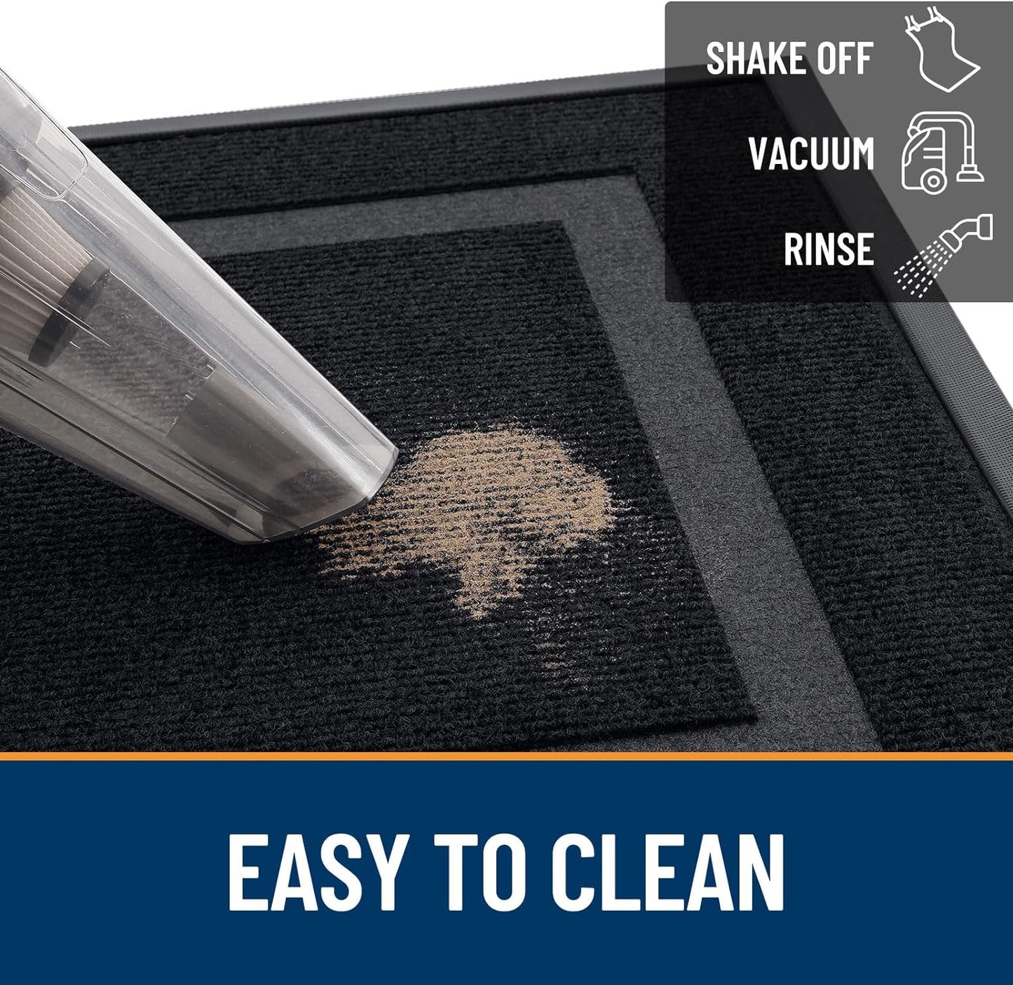 OLANLY Front Door Mat Indoor Outdoor Entrance, Waterproof All-Season, All-Weather Doormat, Sturdy Natural Rubber, Fade Resistant, Low Profile, Easy Clean Patio Porch Entryway Mat, 71x23, Black