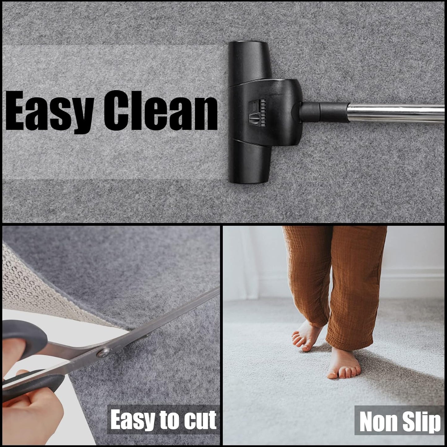 Non Slip Rug Pad Grippers - 7x10, 1/4" Thick, Felt + Rubber Double Layers Area Carpet Mat Tap, Provides Protection and Cushioning for Hardwood or Tile Floors