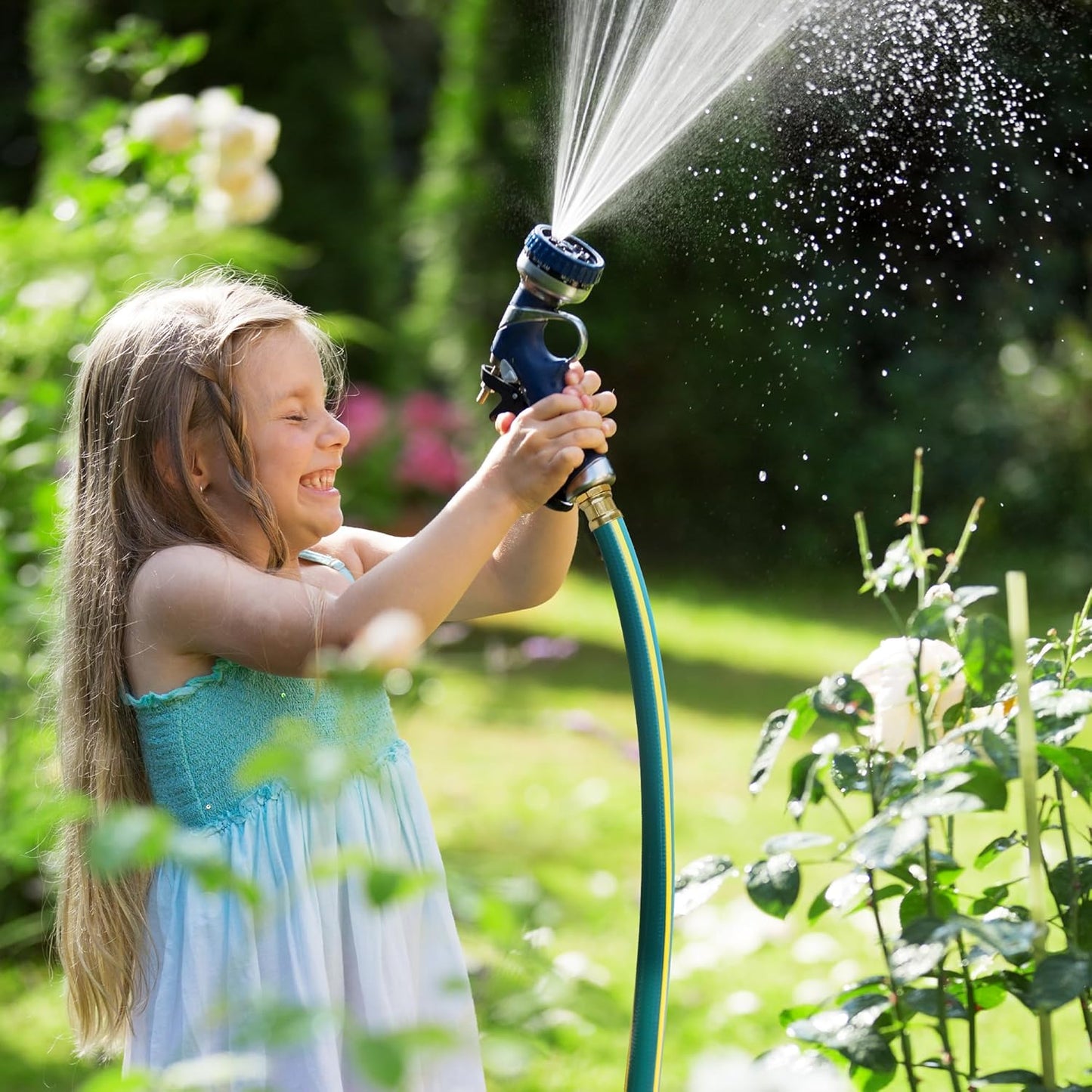 Solution4Patio Long Green Garden Hose 3/4 in. x 50 ft. -Kink Free, No Leaking, Male/Female Fittings -Heavy Duty Durable Flexible Lightweight Water Pipe -Brass Aluminum Ends for Household & Commercial