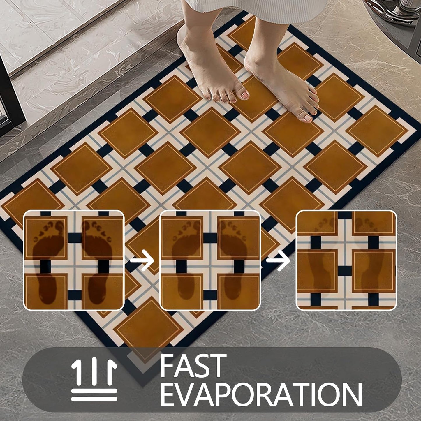 Ultra Thin Door Mat Indoor Entrance, 1/10 in Thin Door Mats for Inside Entry, Non-Slip Rubber Backing Washable Doormat, Fade Resistant, Absorbent, Low Profile Dirt Trapper, 30"X17",Khaki Checkered