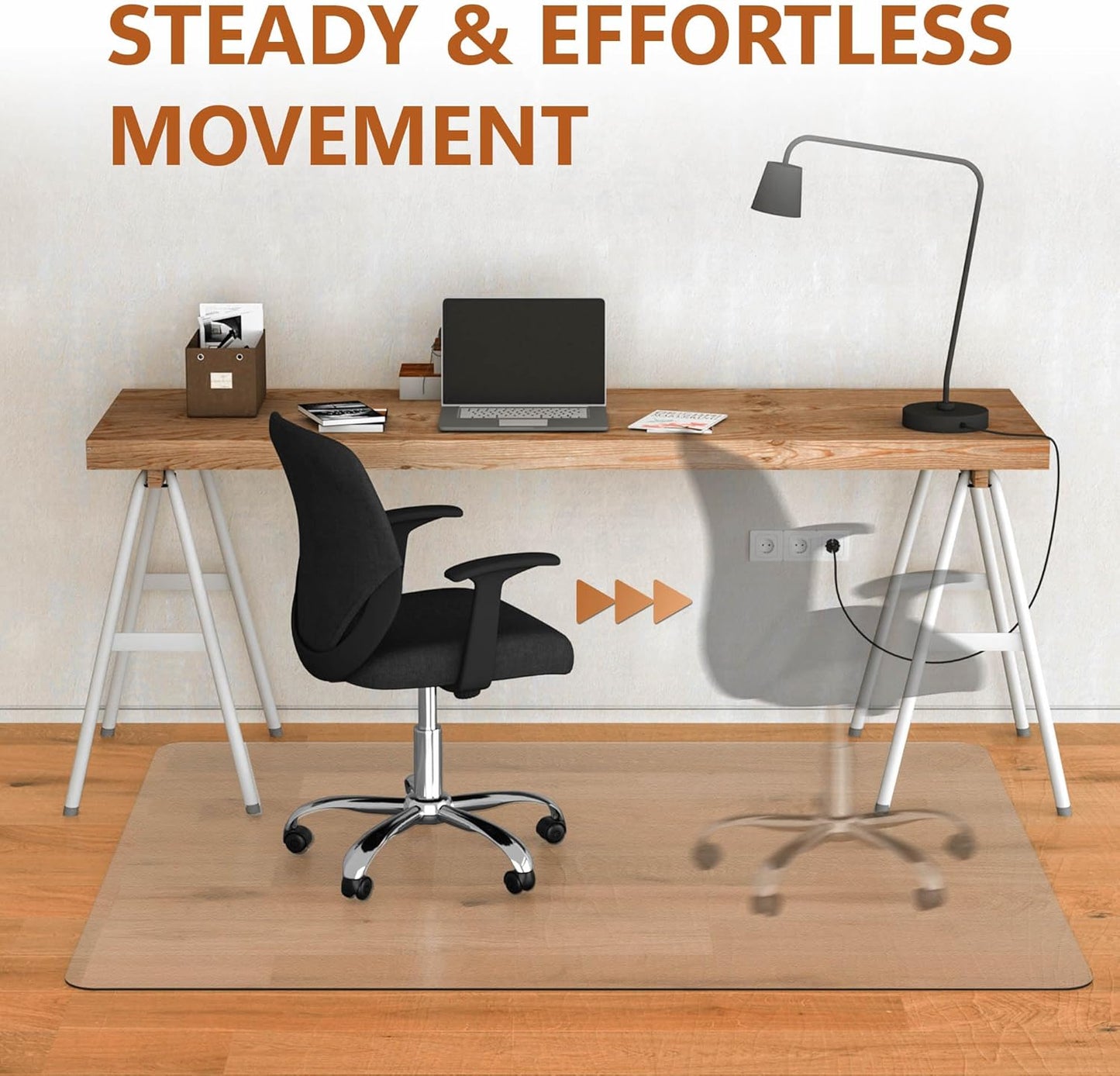 Large Office Chair Mat for Hardwood Floor- 48'' x 60'' Clear Chair Mat for Hard Wood/Tile Floors, Easy Glide Plastic Floor Protector Mat for Office Chairs on Hardwood for Work & Home